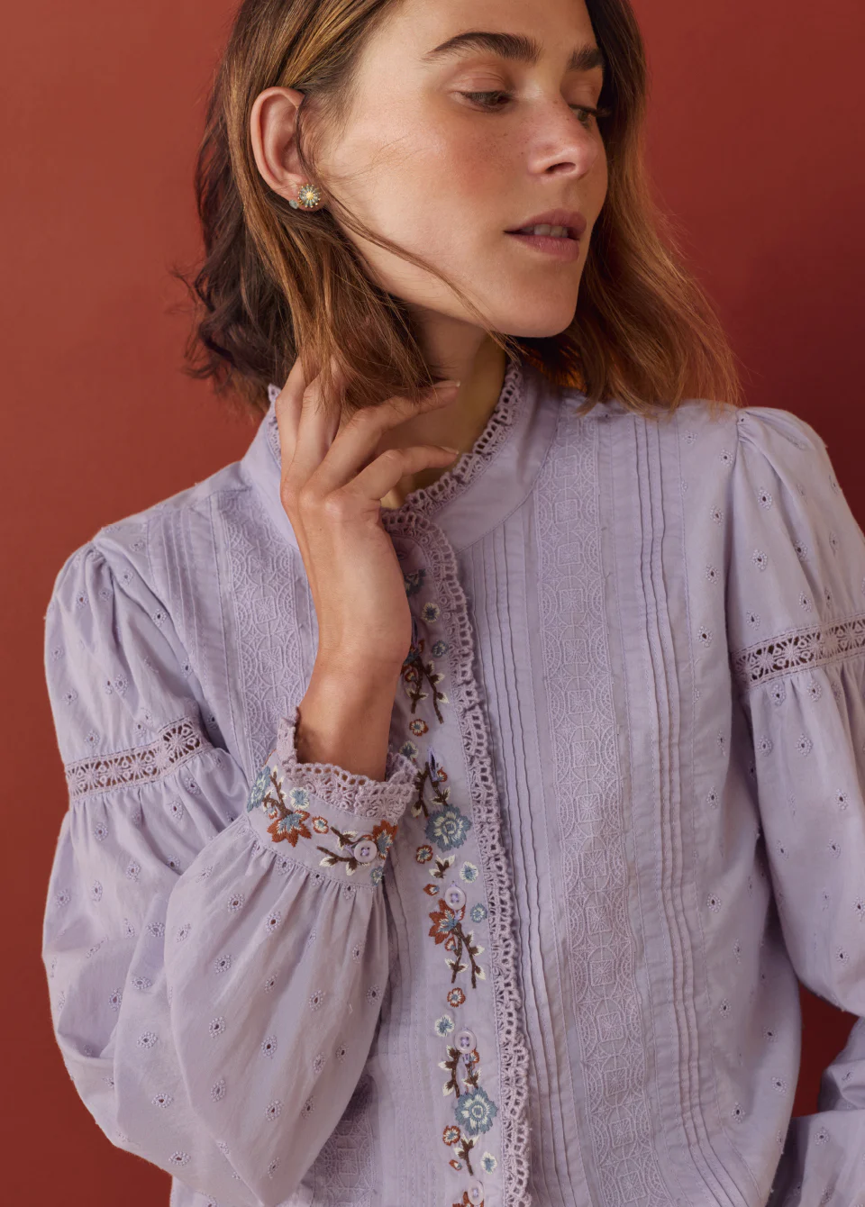 Embroidered broderie blouse