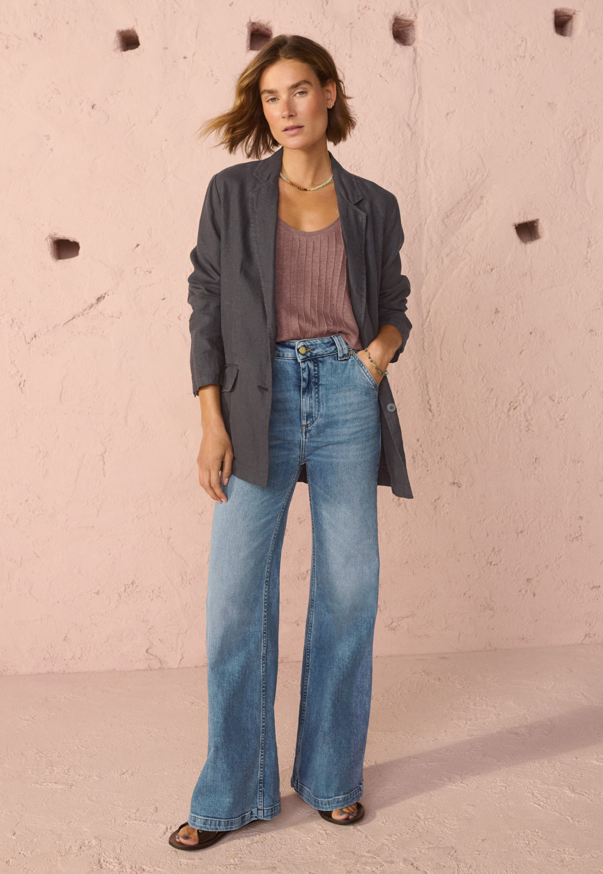 Wrap London - Linen jersey pin-tuck vest