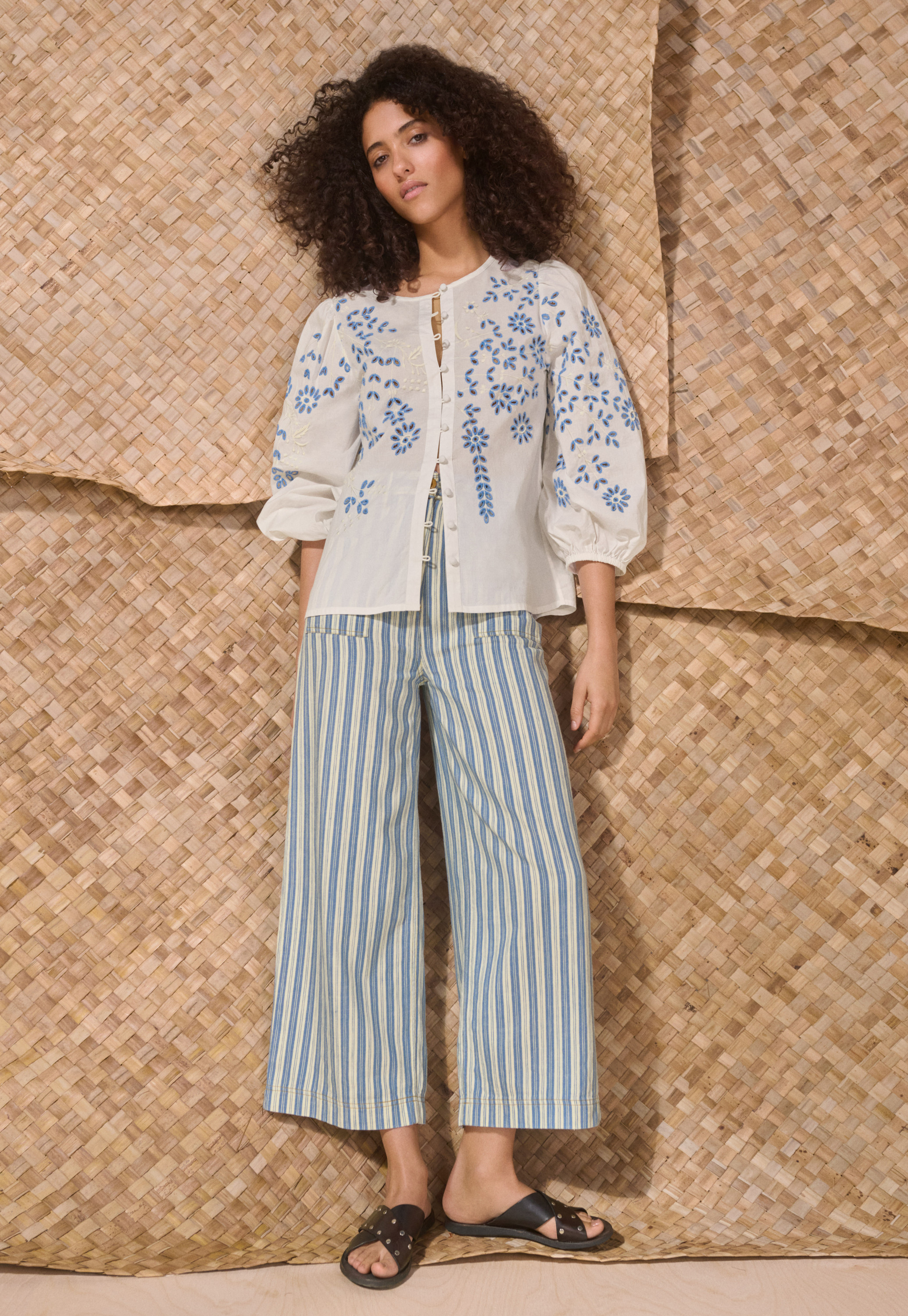 Wrap London - Striped hemp & cotton trousers