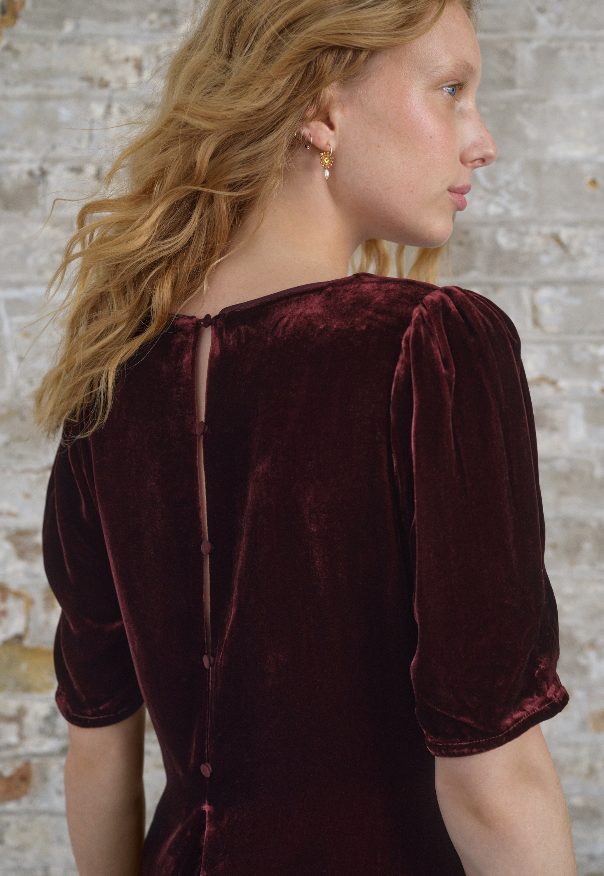 Wrap London - Silk & viscose velvet shirring dress