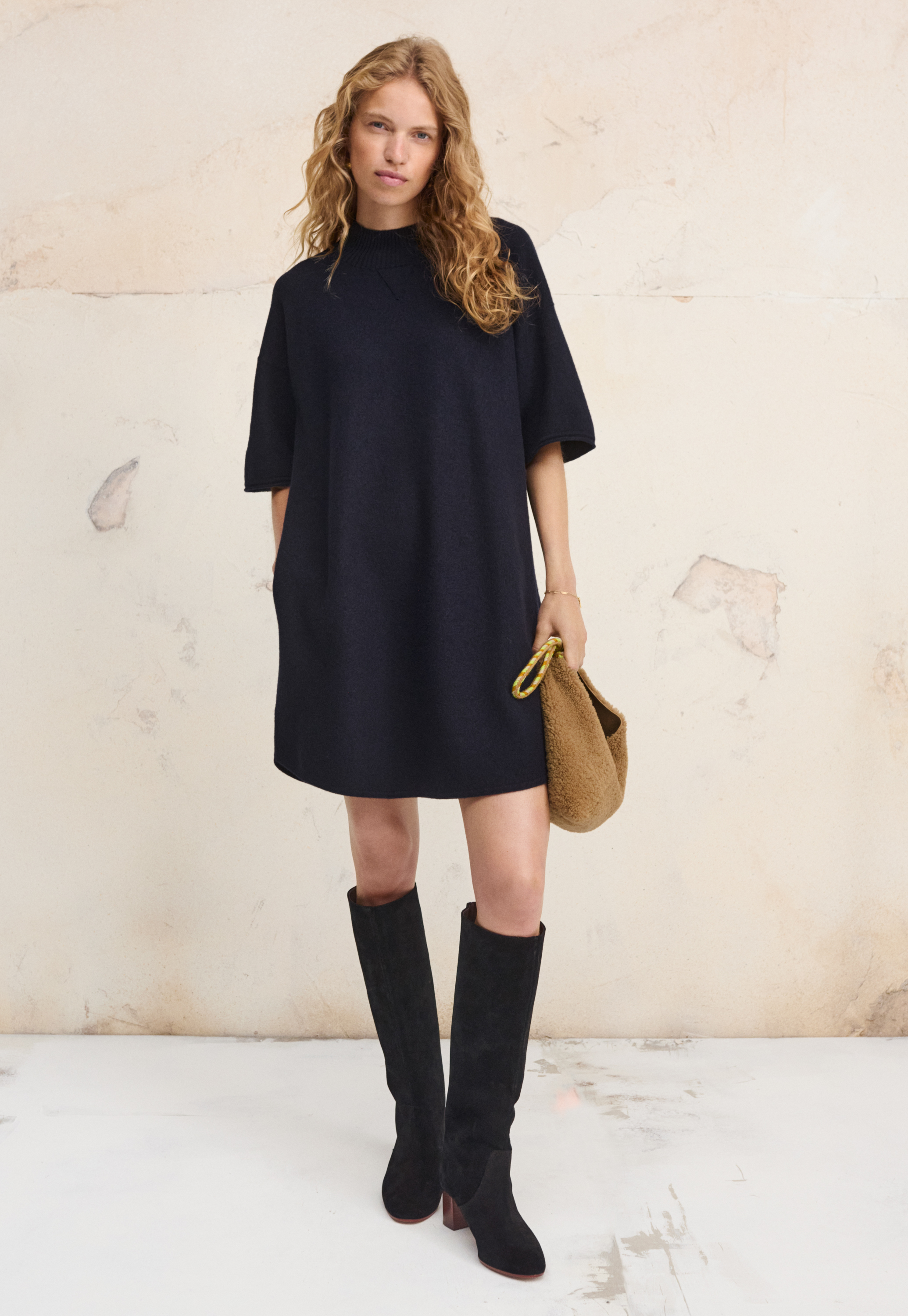 Wrap London - Boiled wool short knitted dress