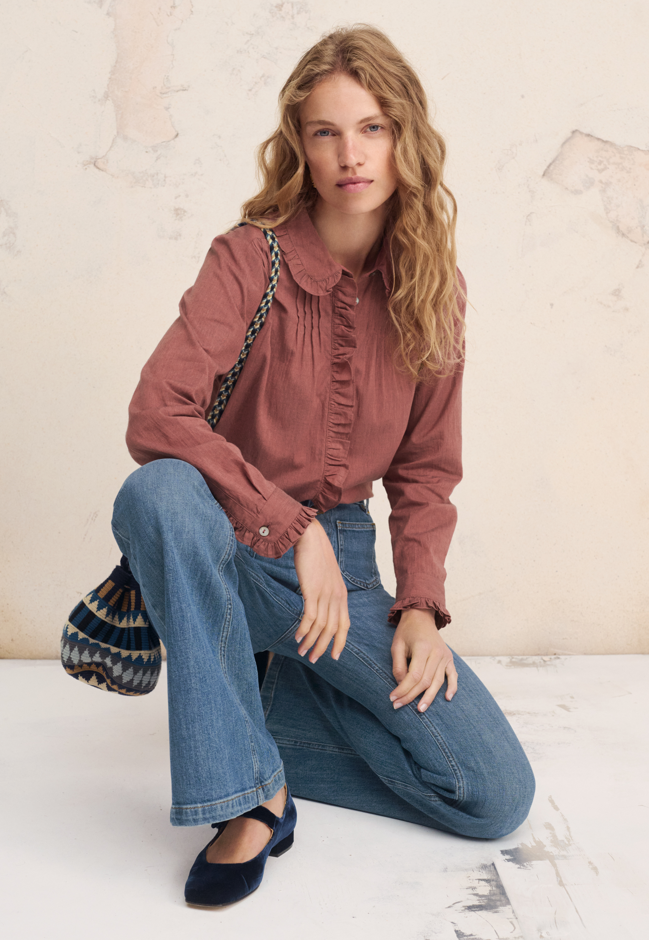トップス Soor Ploom Ramona Blouse - Khadi draped puff sleeves blouse | femi9