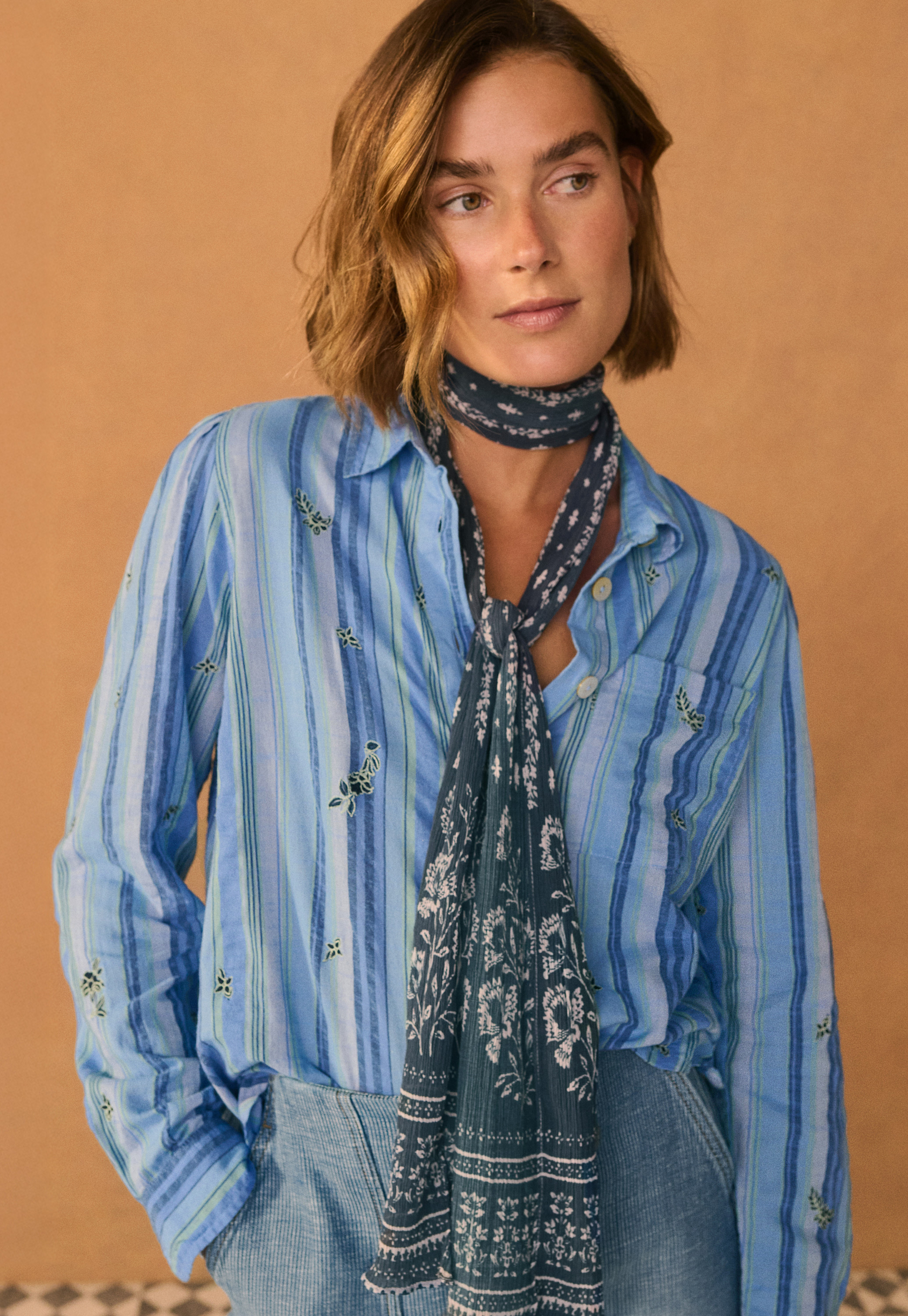 Wrap London - Printed silk & cotton scarf