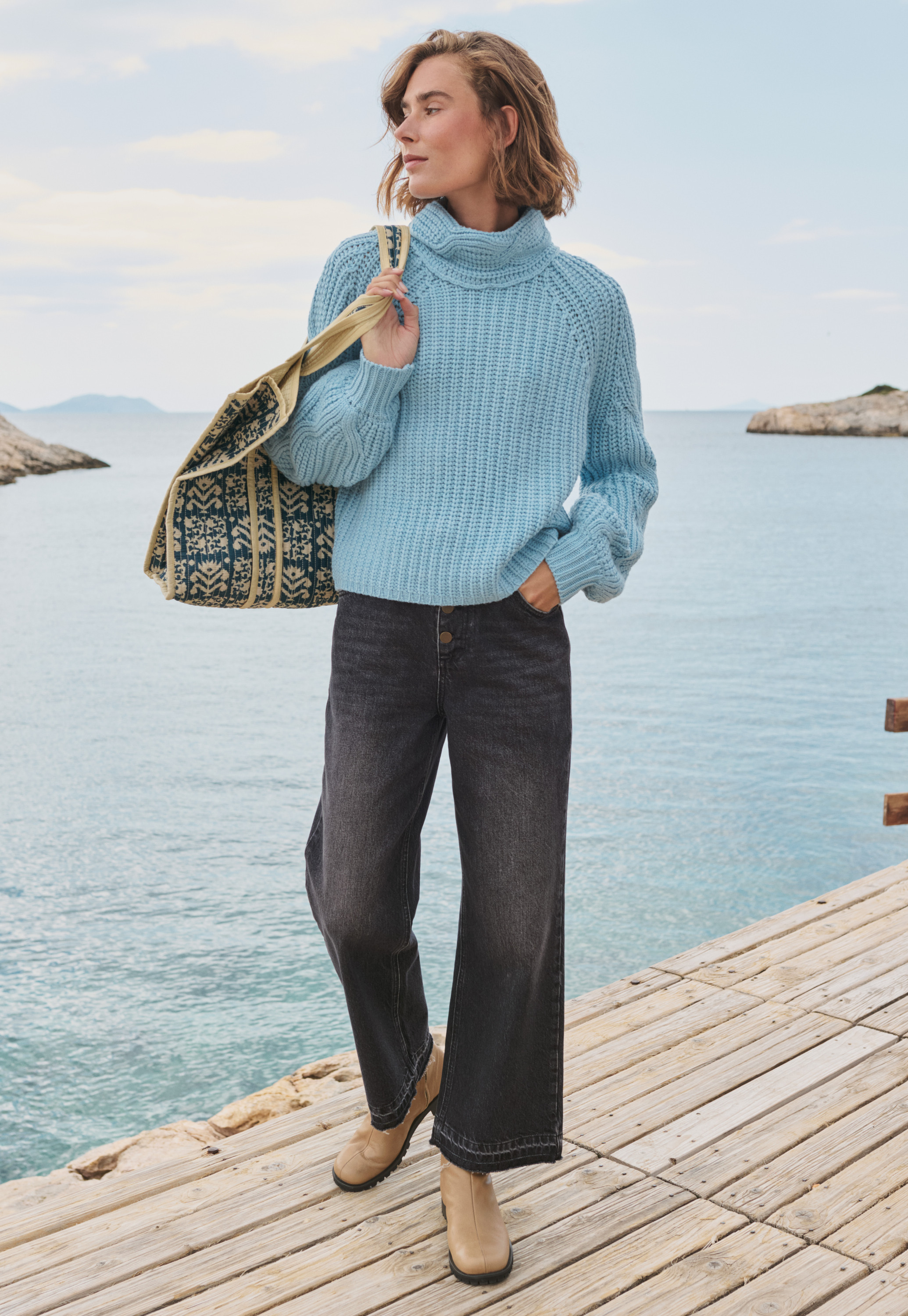 トップス cantate Hand-Knitting Alan Sweater Hand-Knitting Pullover Alan-basket Sweater