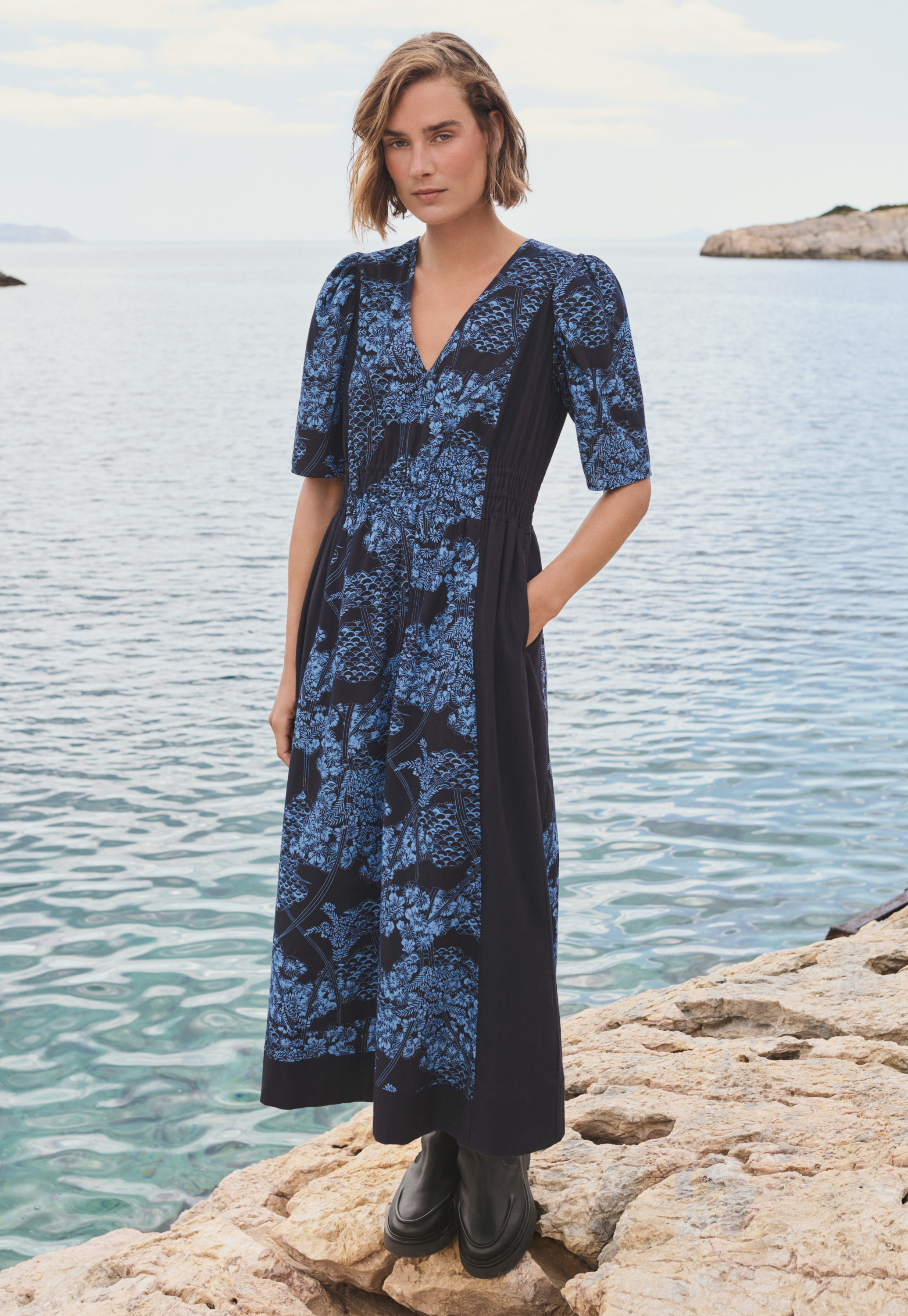 Printed cotton maxi-dress