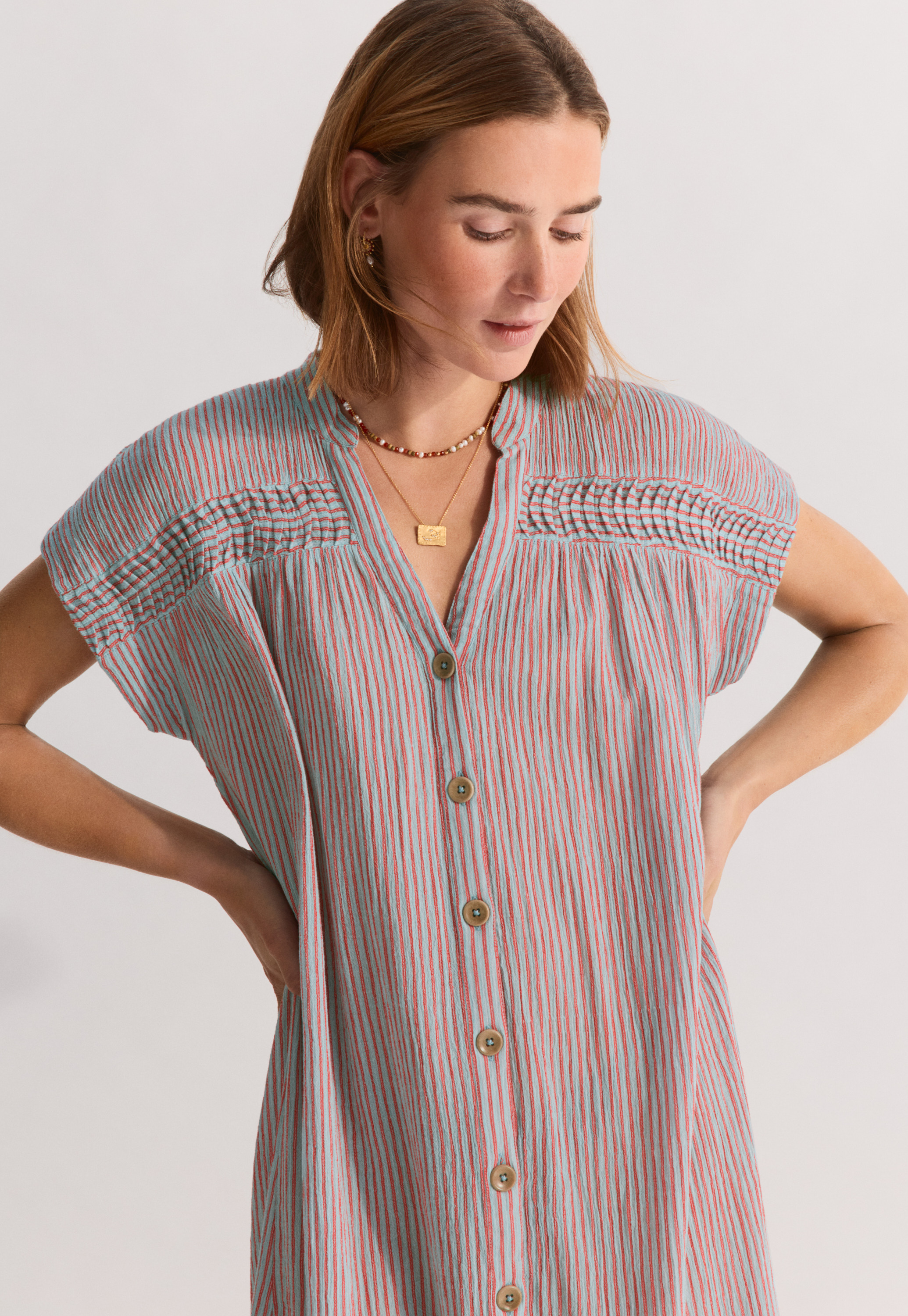 white christmas dresses Ocean Cotton Shirt Dress