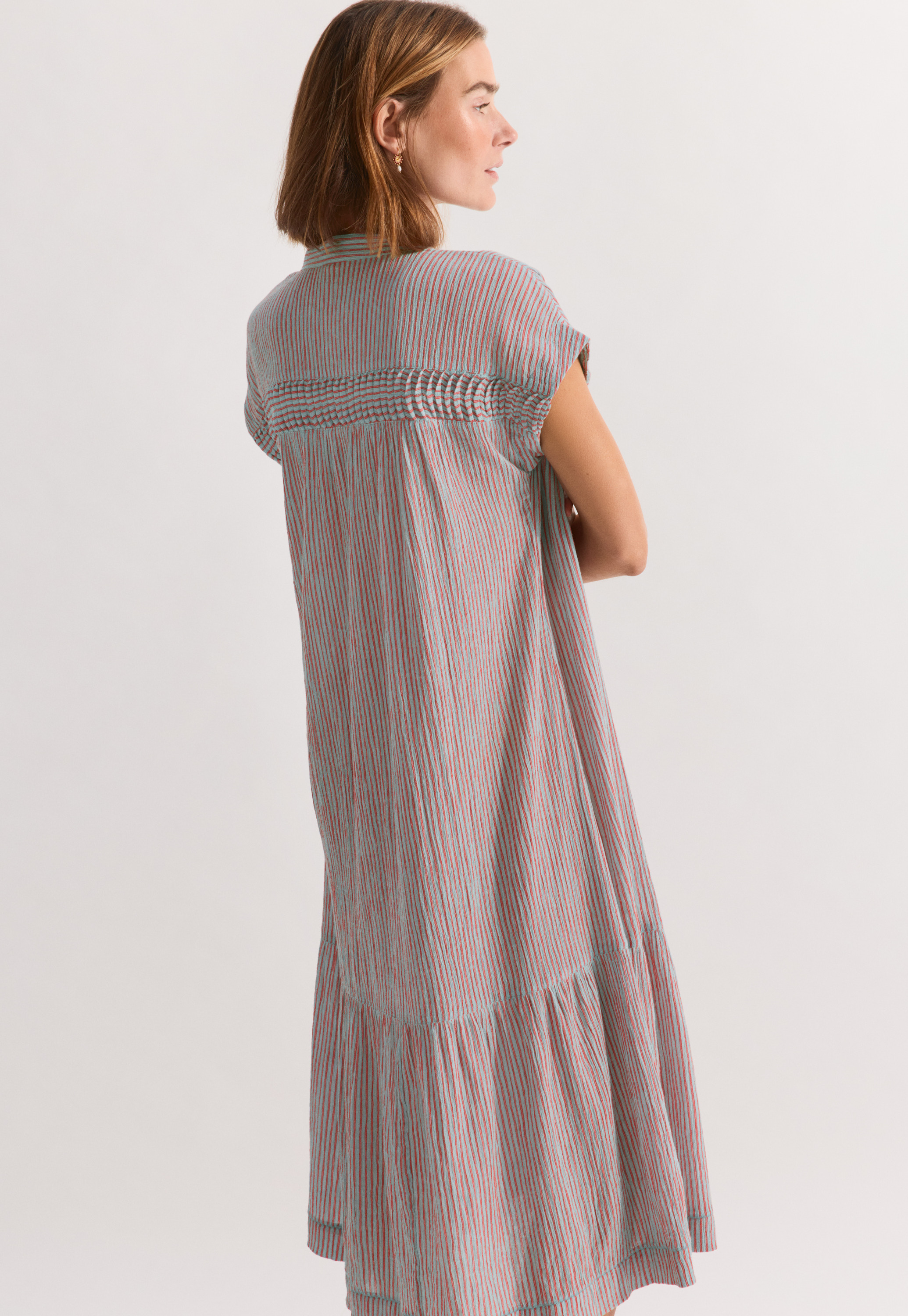 cotton check dress Eileen Fisher - Women's Organic Cotton Pucker Check Lantern Dress - Black