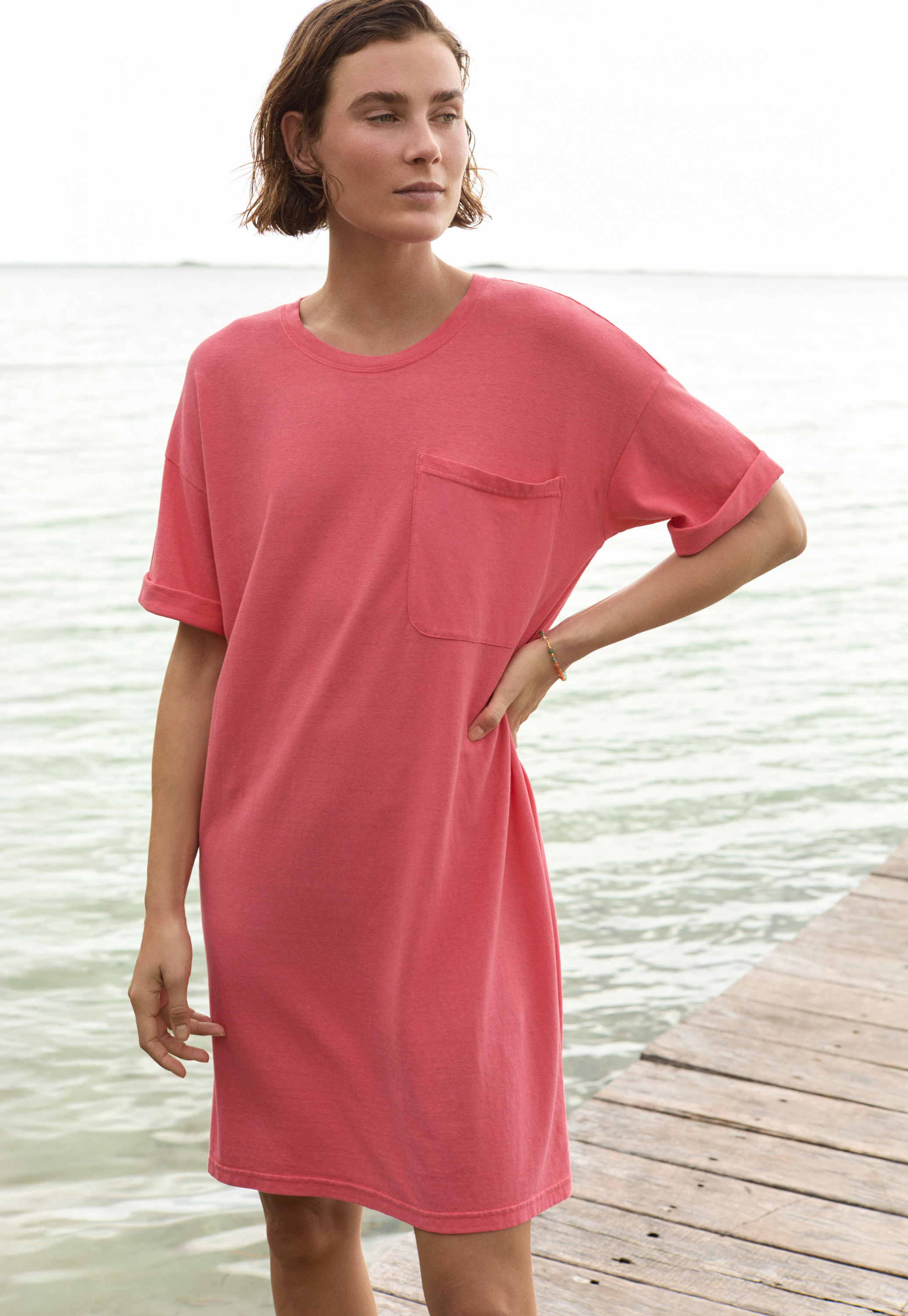 【海外限定】GinaBacconi ドレス☆Pink DOT Cotton Muslin Shirt Poplin Straight-Fit Shirt with Cufflinks fuchsia - CH