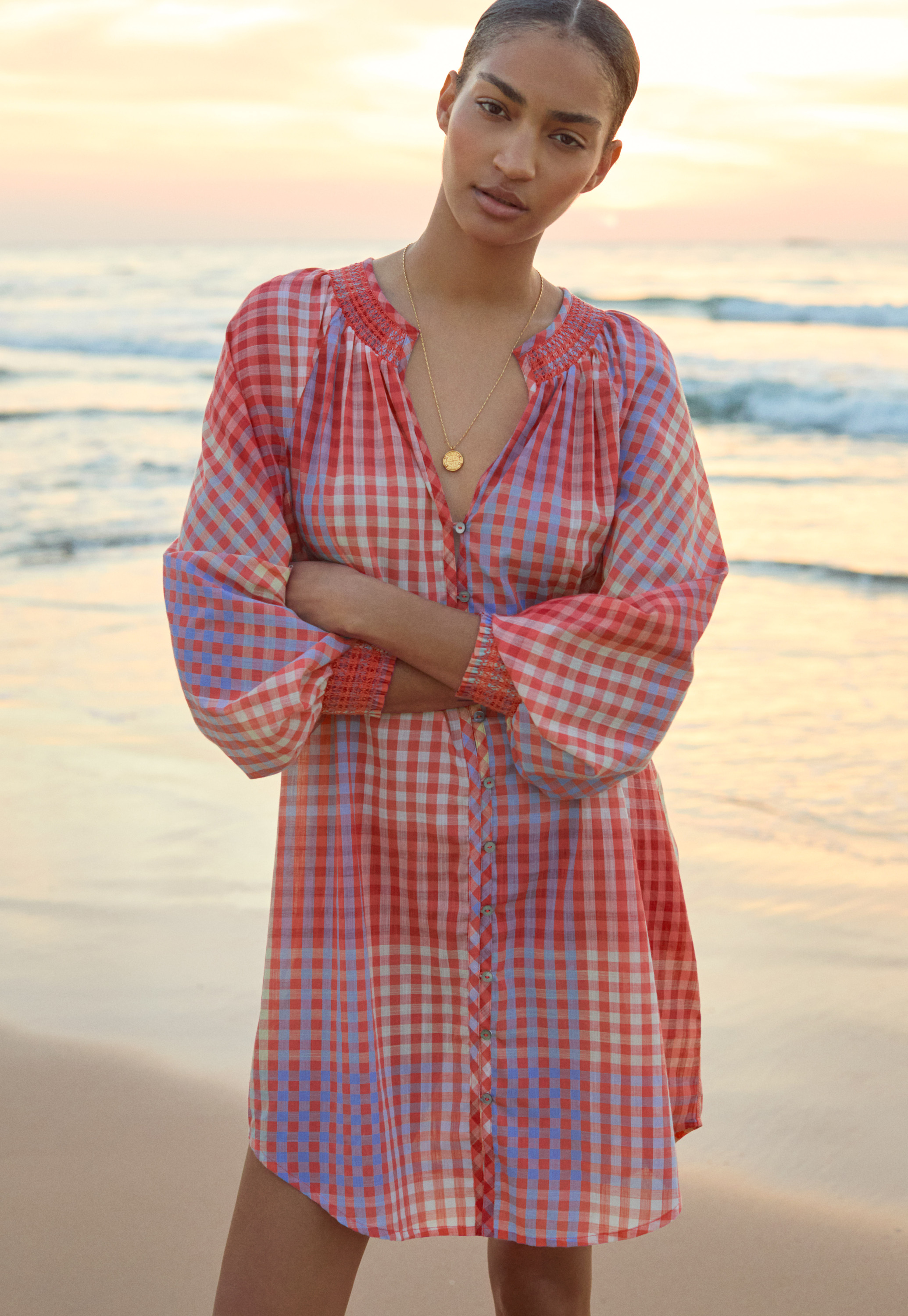 cotton check dress for women Pastel Check Organic Cotton Dress