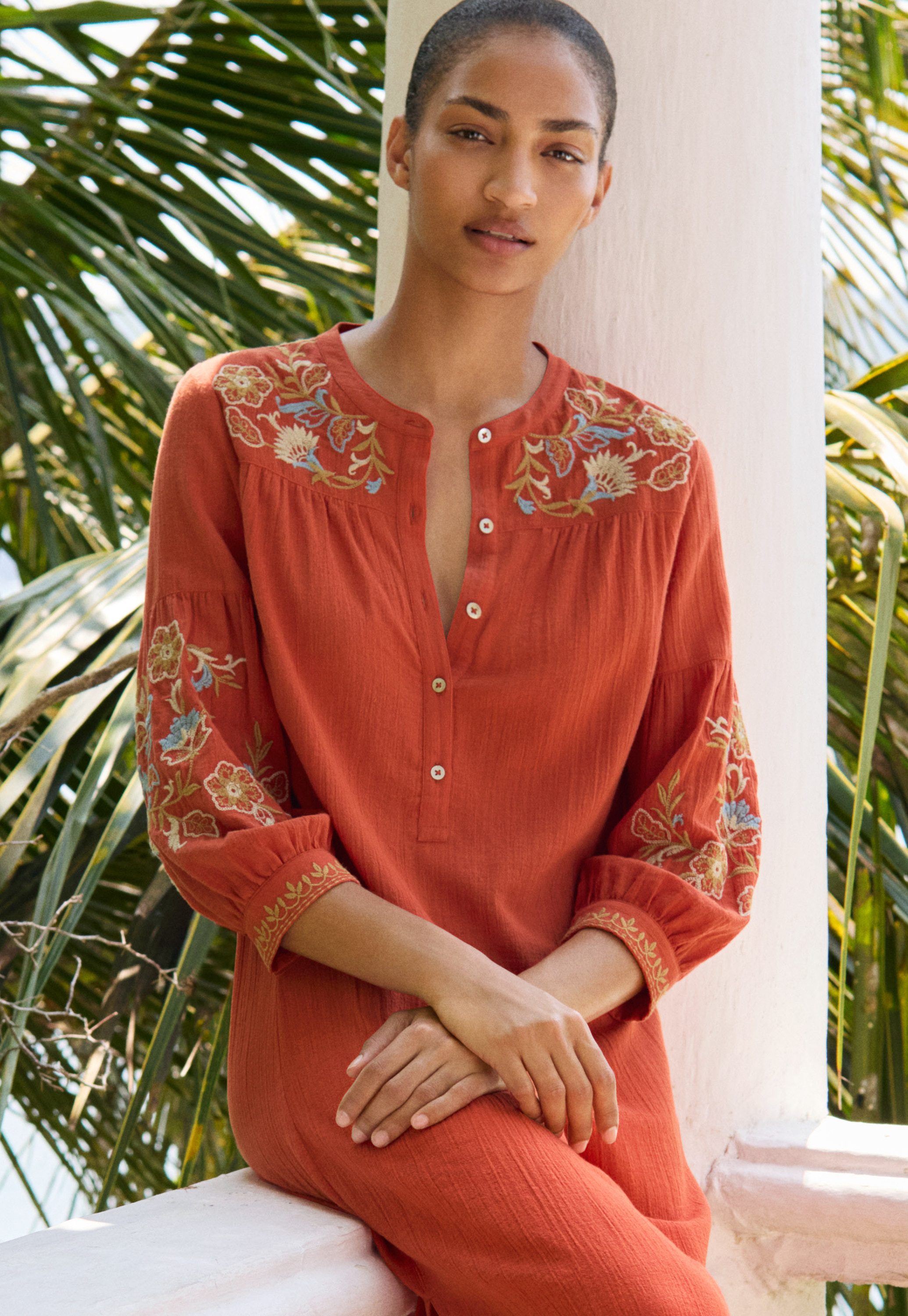Wrap London - Embroidered cotton gauze dress