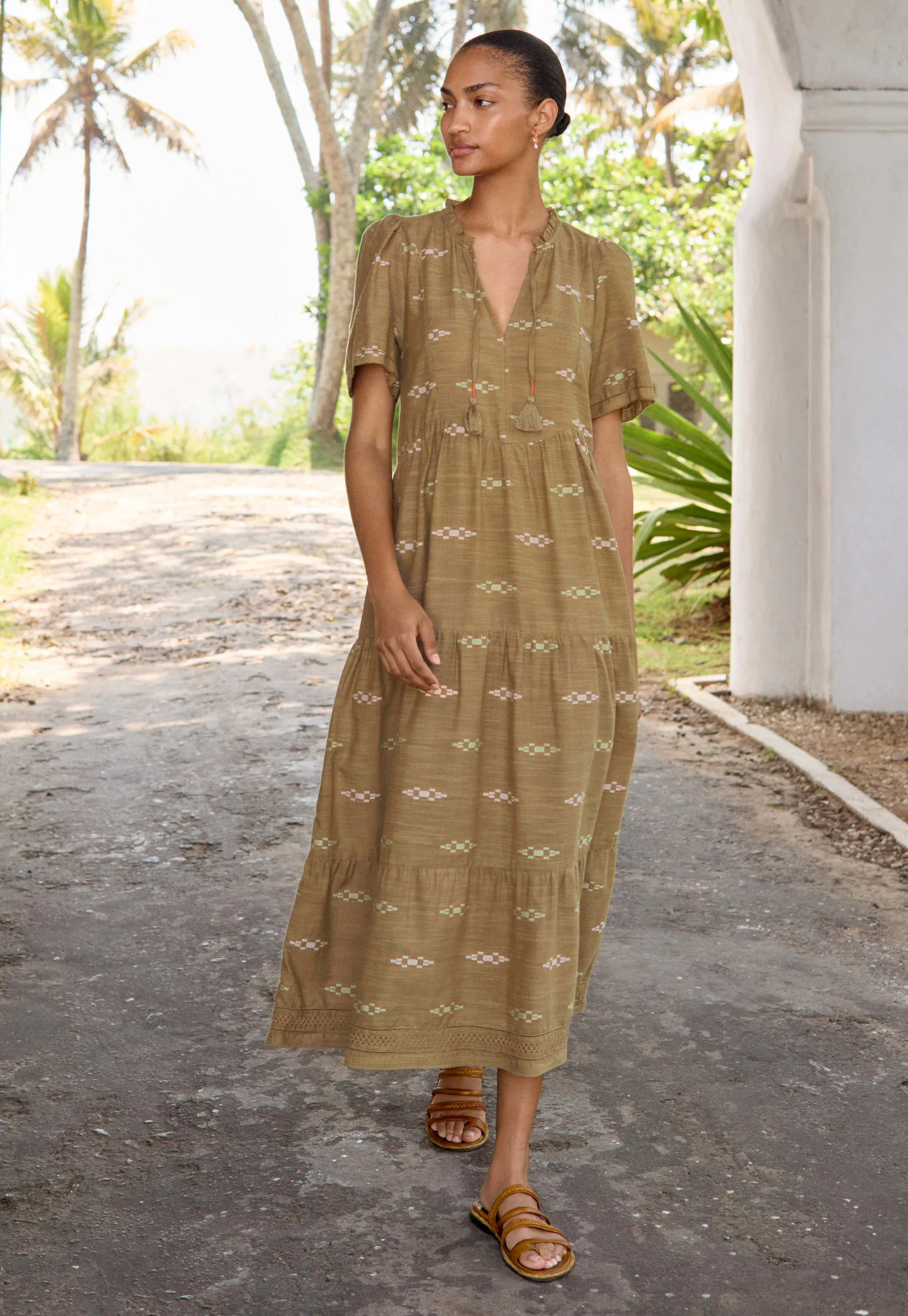 floral jacquard tiered maxi dress Provence Bloom Tiered Maxi Dress Jacquard Pink