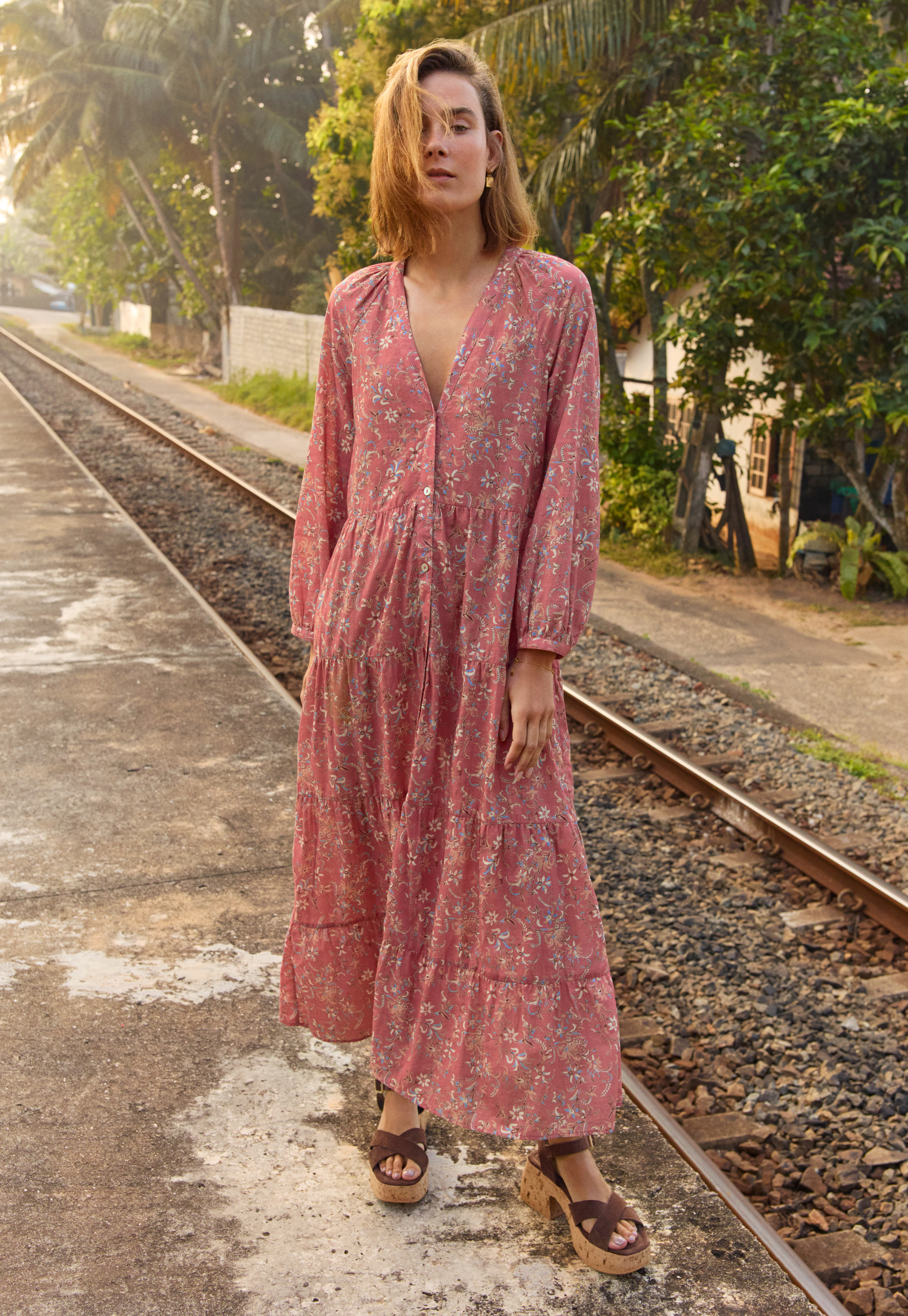 Wrap London - Organic cotton printed tiered dress