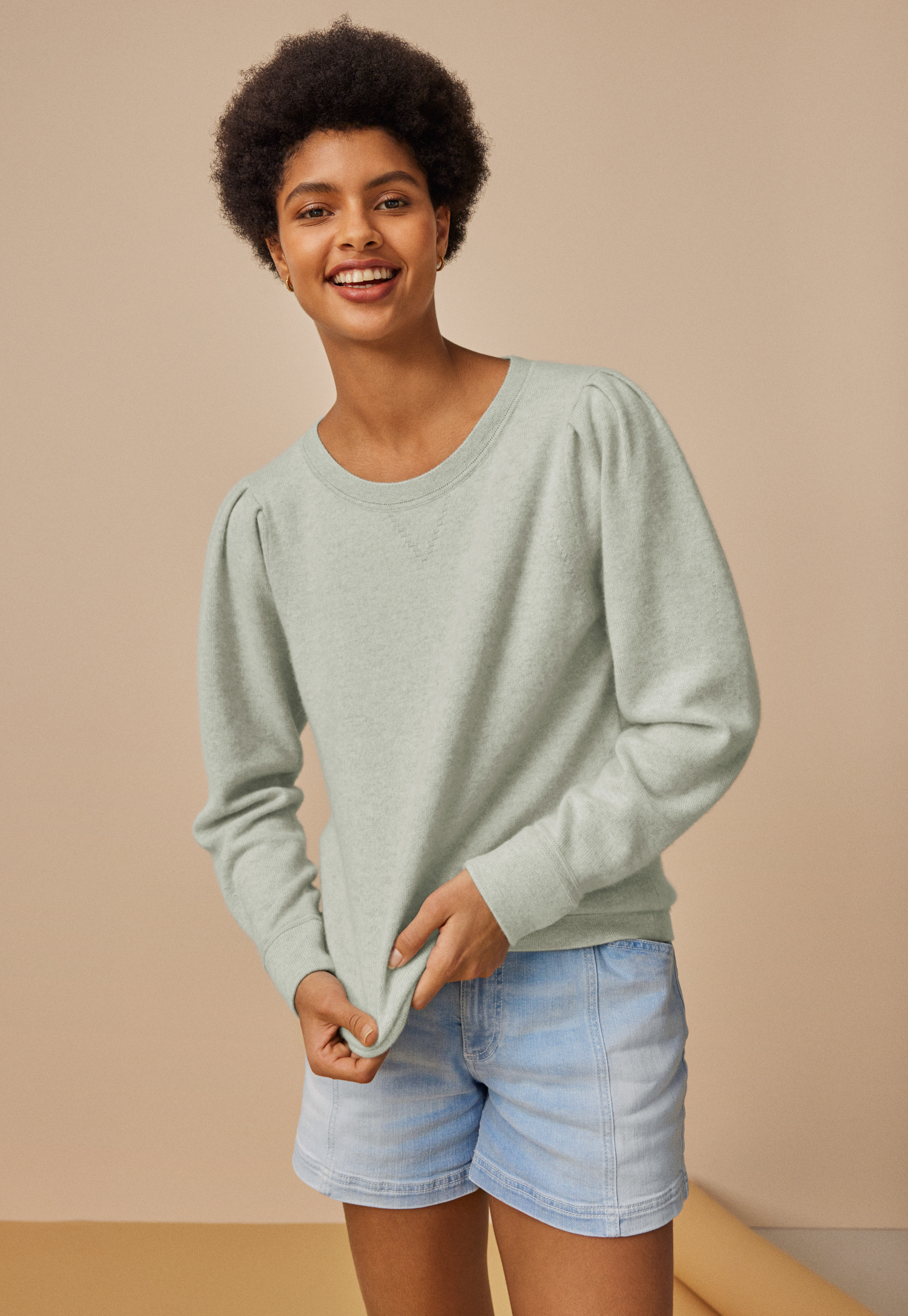 Wrap London Puff-Sleeve Cashmere \u0026 Cotton Sweater