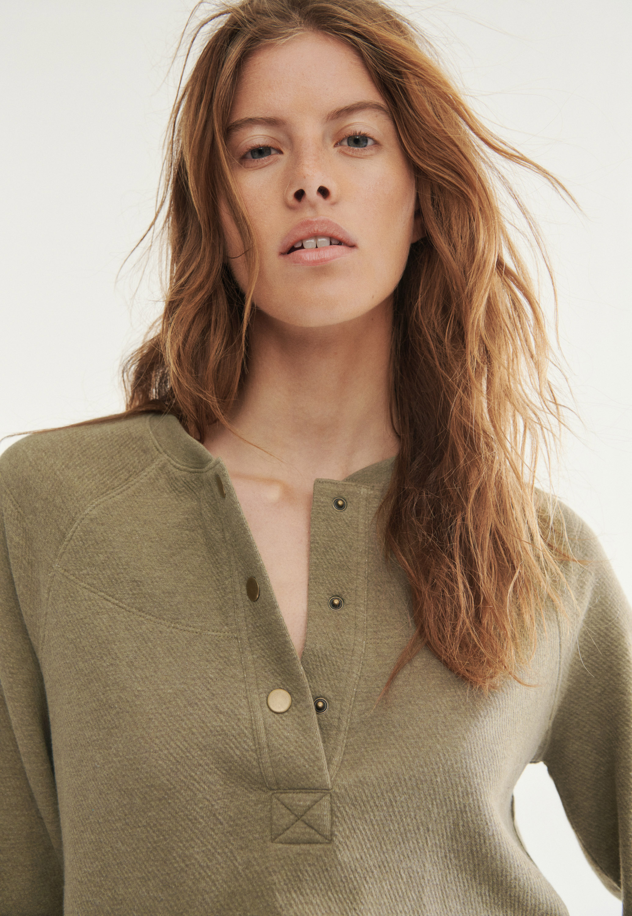 Wrap London - Cotton jersey half-placket sweatshirt
