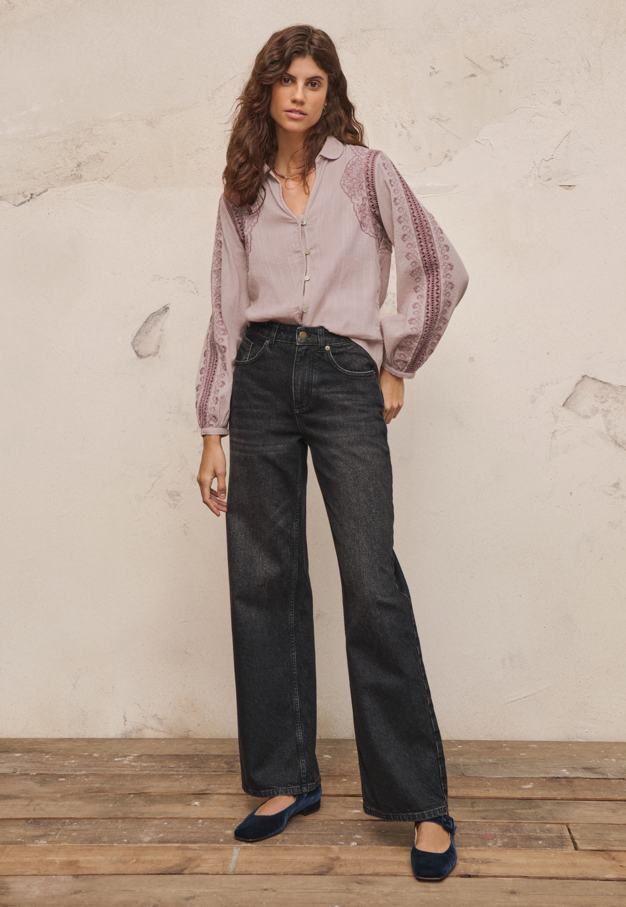 Wrap London - Embroidered cotton viscose blouse