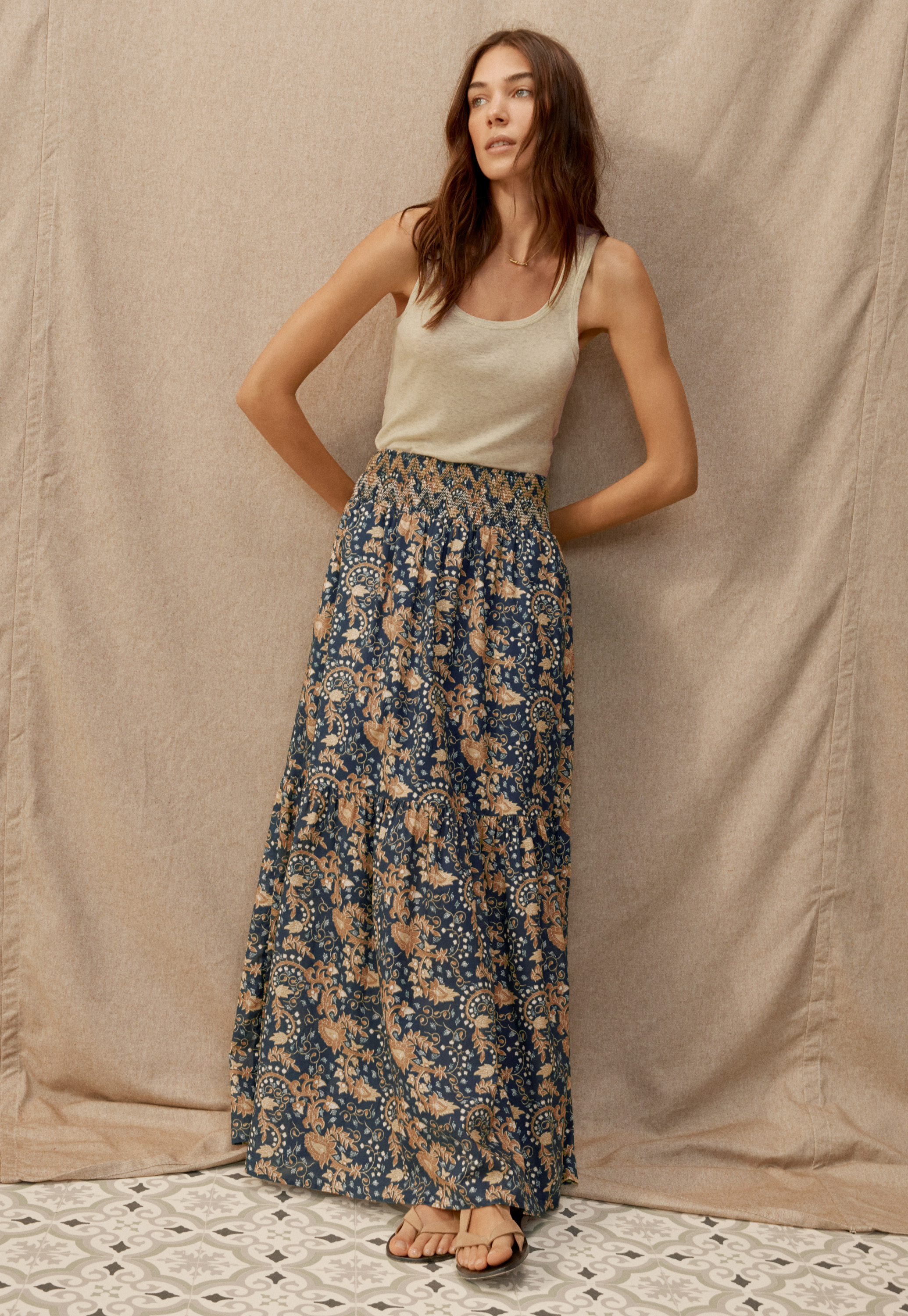 Skirt with a side drape | Genny