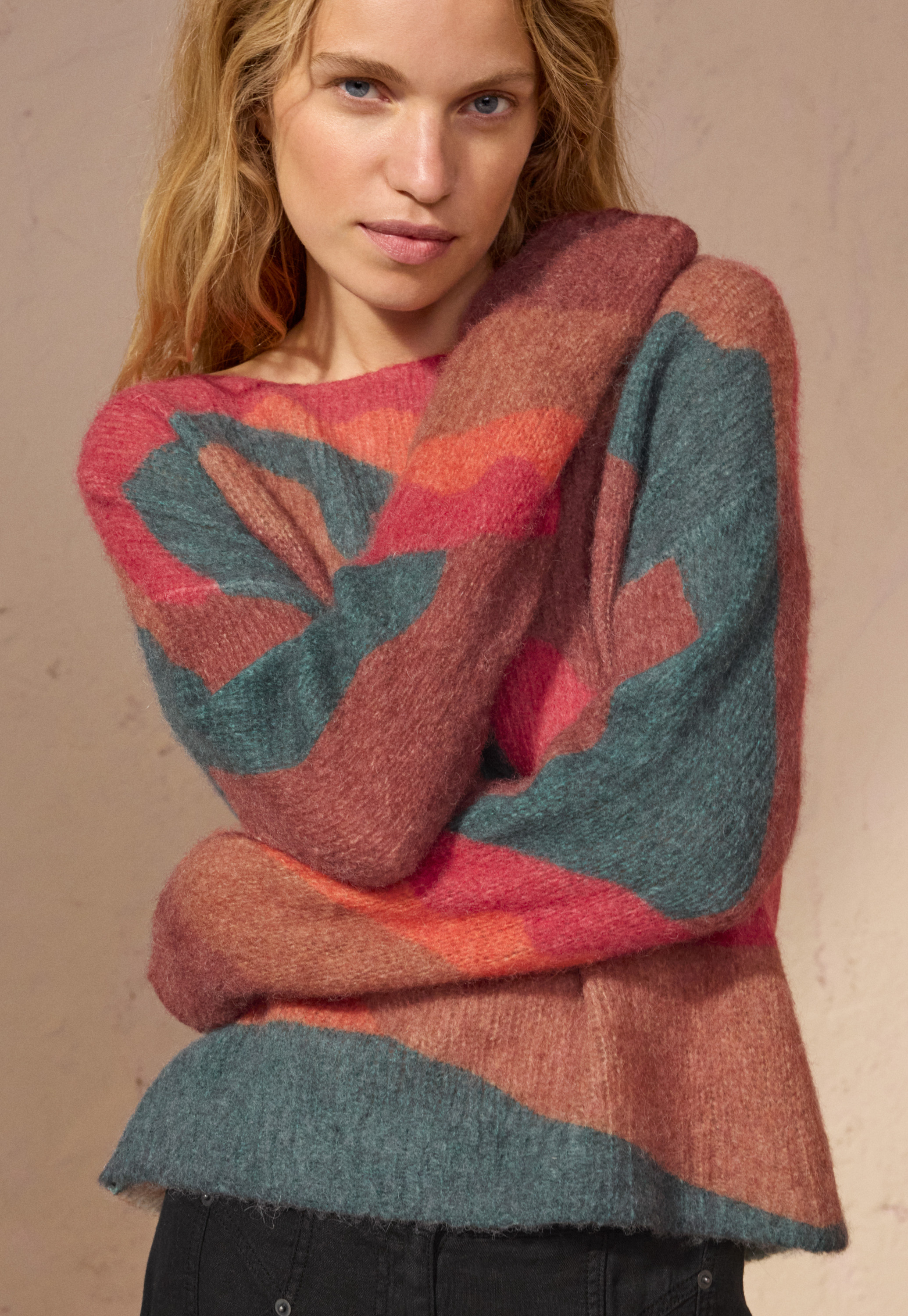 【BAON】[unisex] Runne alpaca stripe over knit The Alpaca Connection Hand Made Crewneck Peruvian Wool
