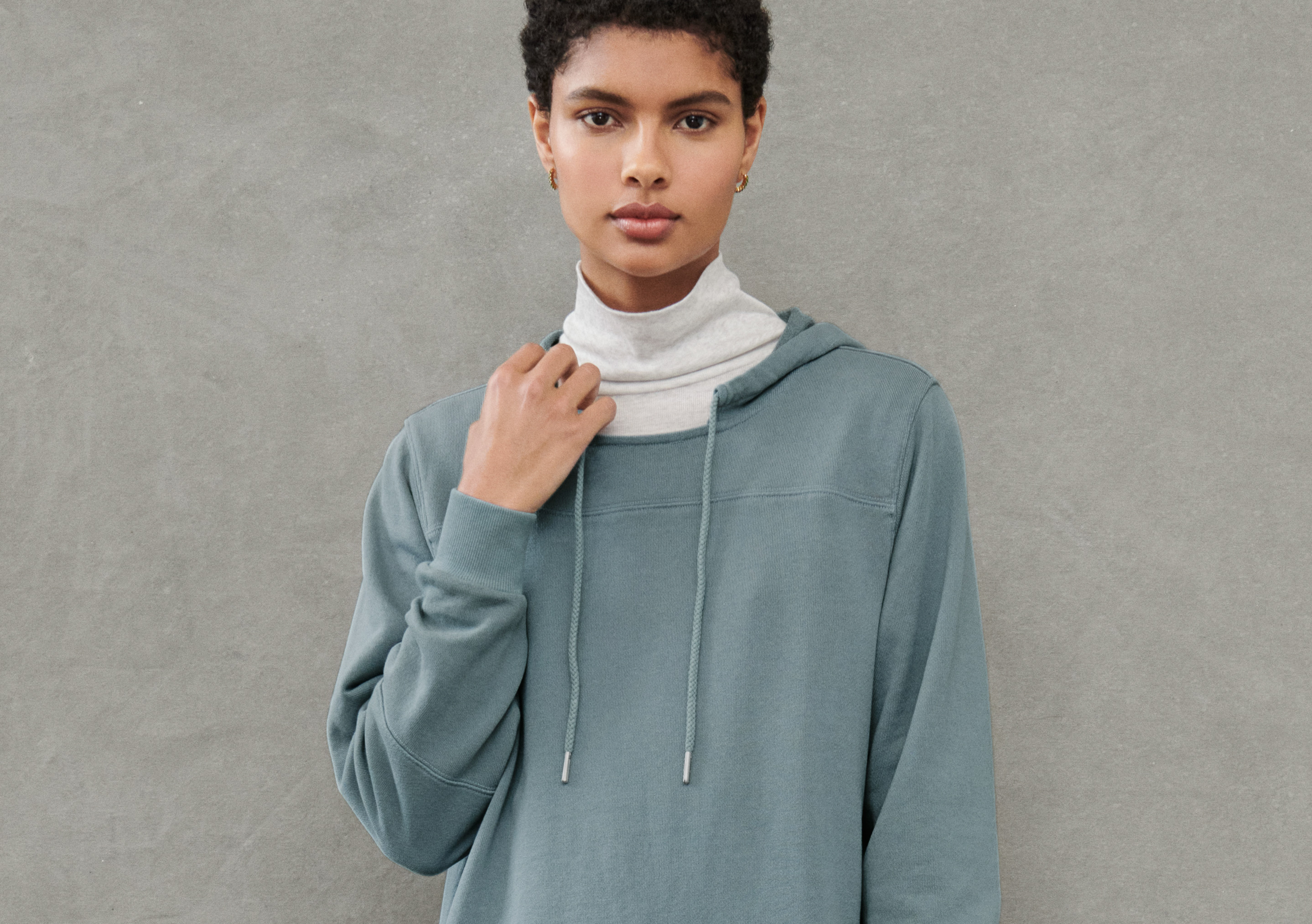 Hooded organic cotton sweatshirt dress