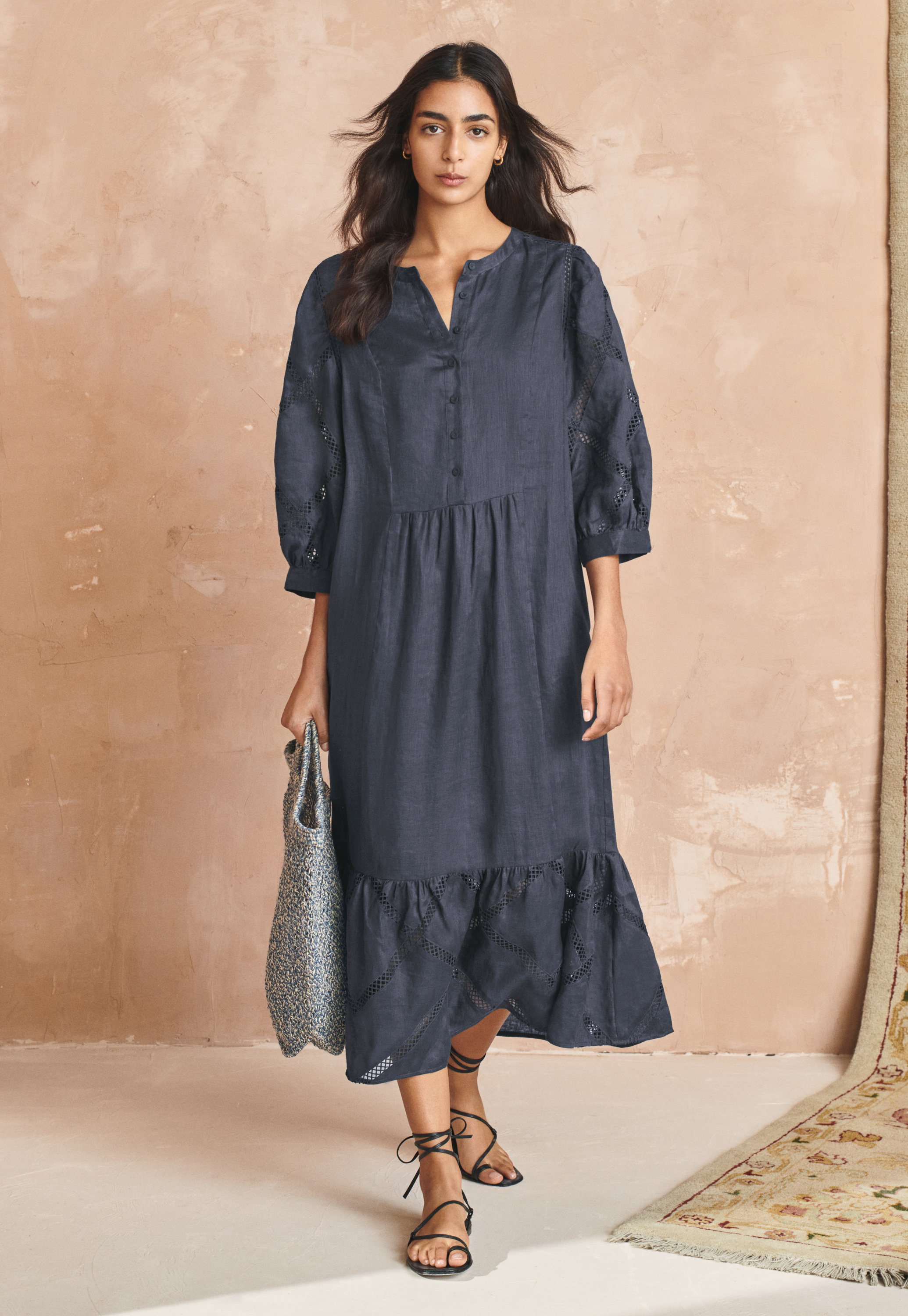 Wrap London - Lace-detail linen dress