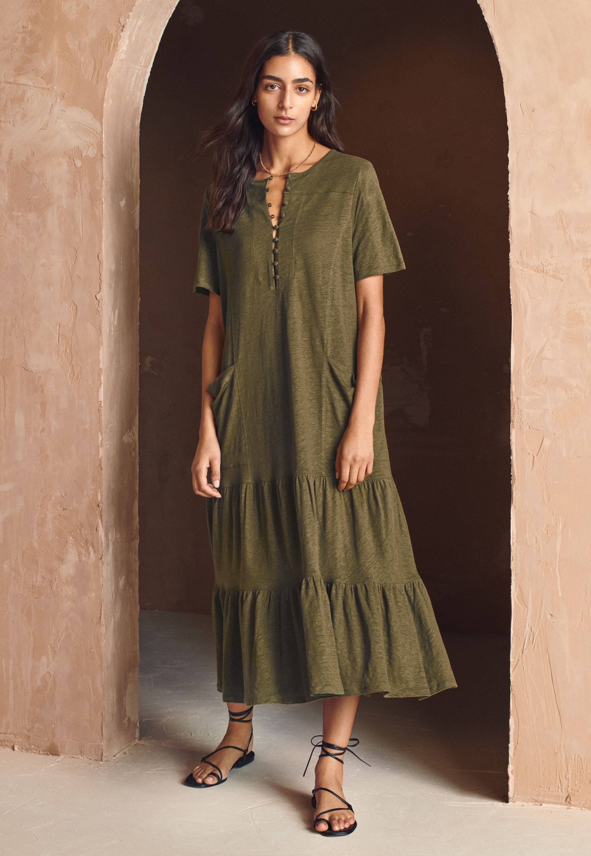 Wrap London - Linen jersey maxi-dress