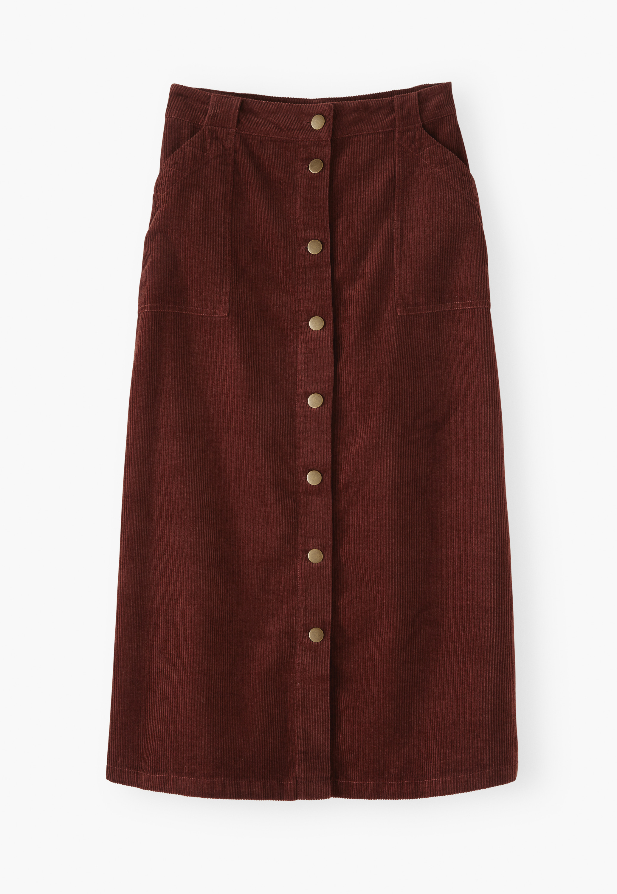 【WOOHWA】ANNA BUTTON WRAP SK Wrap London - Cord button-front skirt