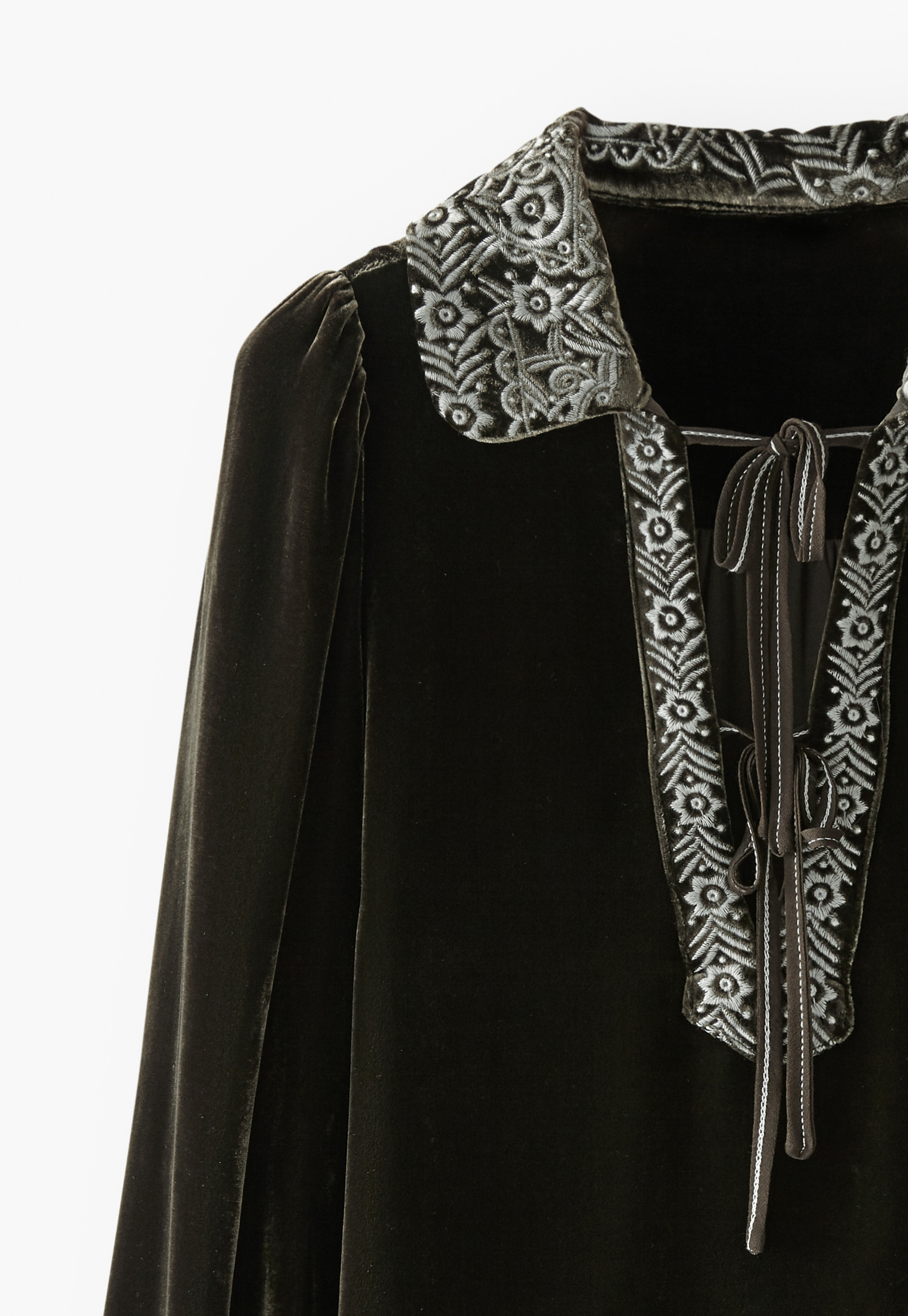 Wrap London - Embroidered silk & viscose velvet blouse