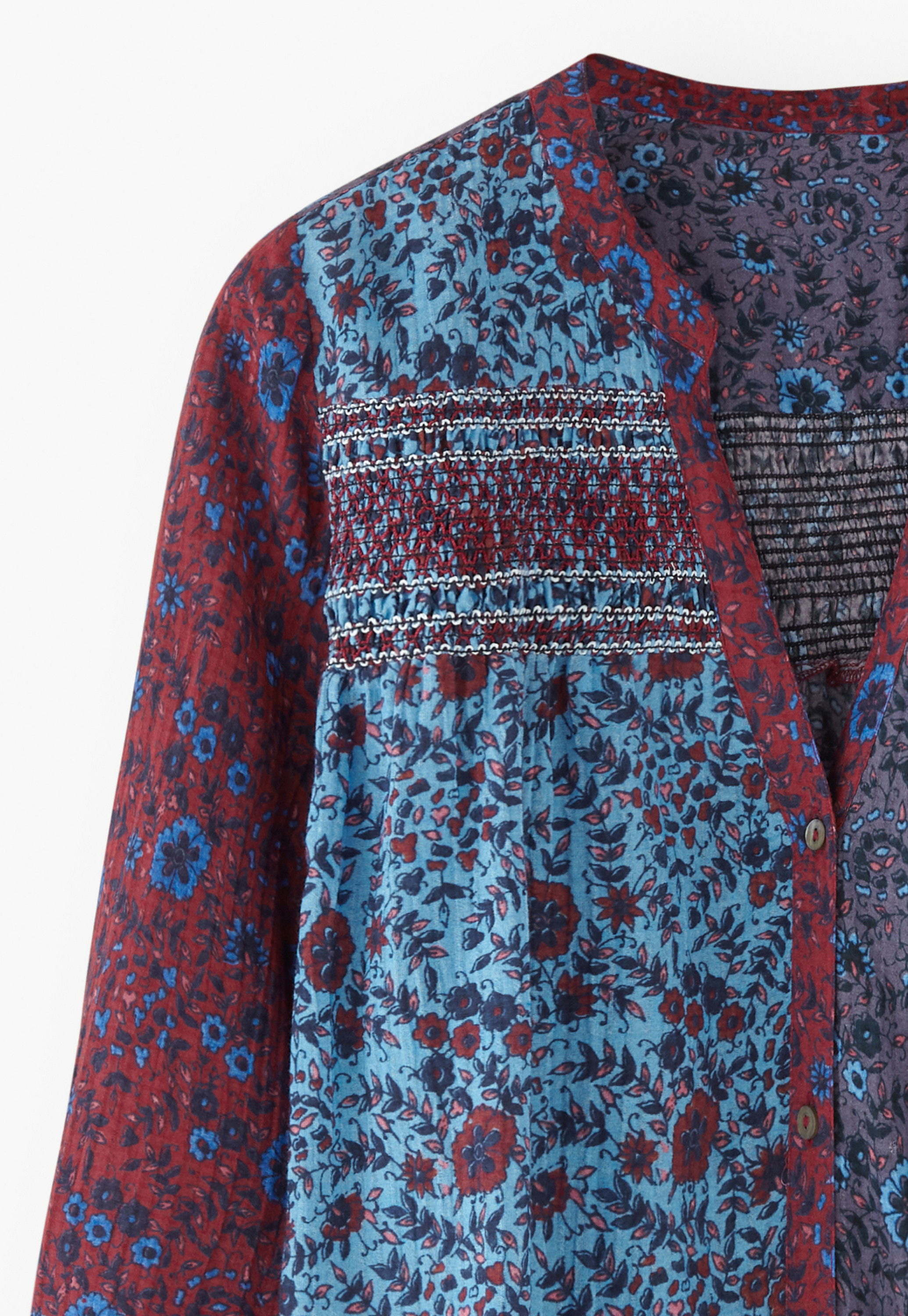 Wrap London - Printed shirring cotton & modal blouse