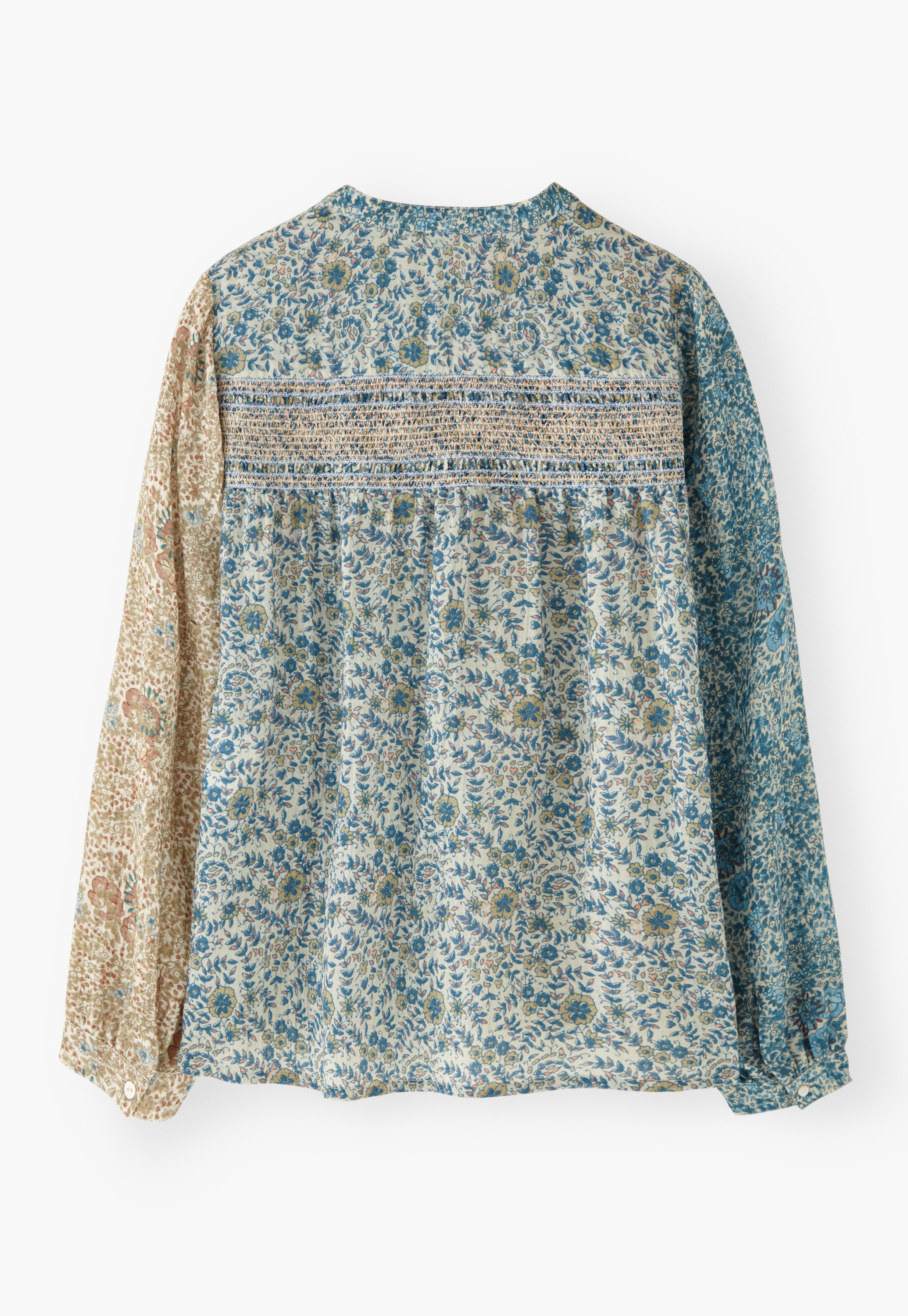 Wrap London - Printed shirring cotton & modal blouse