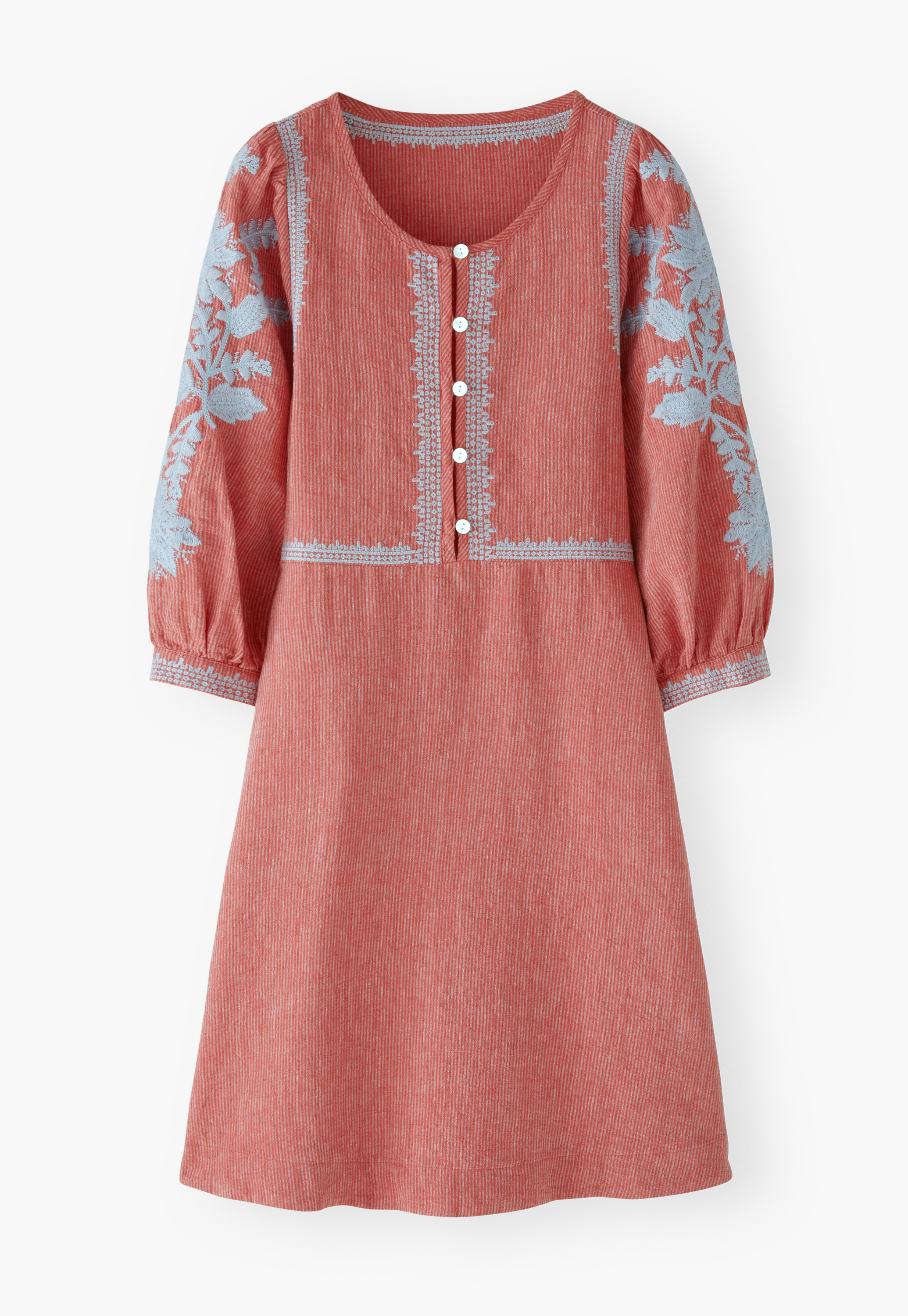 sachin and babi light blue dress Taiwan Pure cotton Linen dress/ethnic style dress/embroidery dress/handmade  irregular dress-matcha green hand-embroidered OM Hand Made