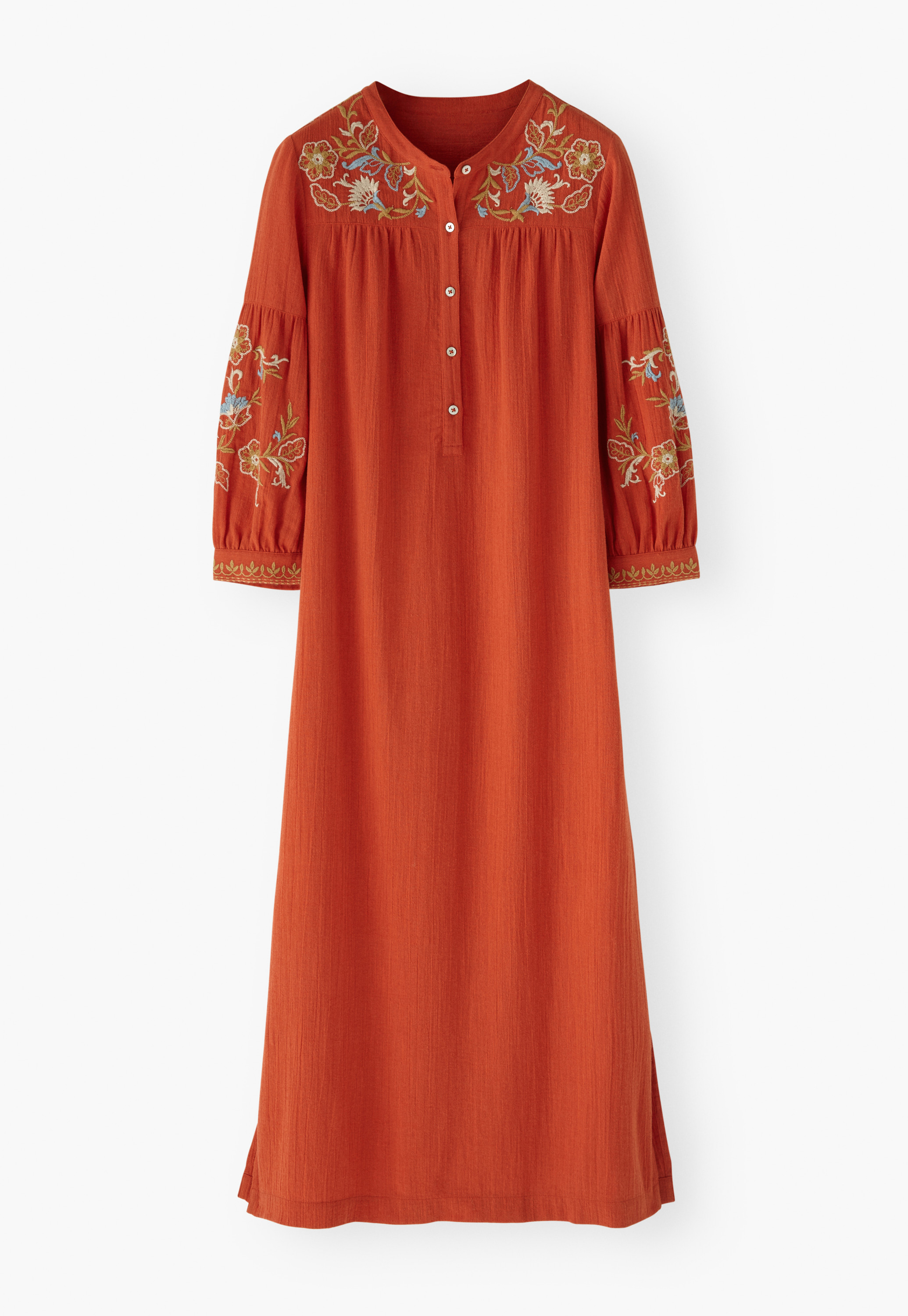 long sleeve cotton gauze dress Long Sleeve Gauze Tiered Midi Dress