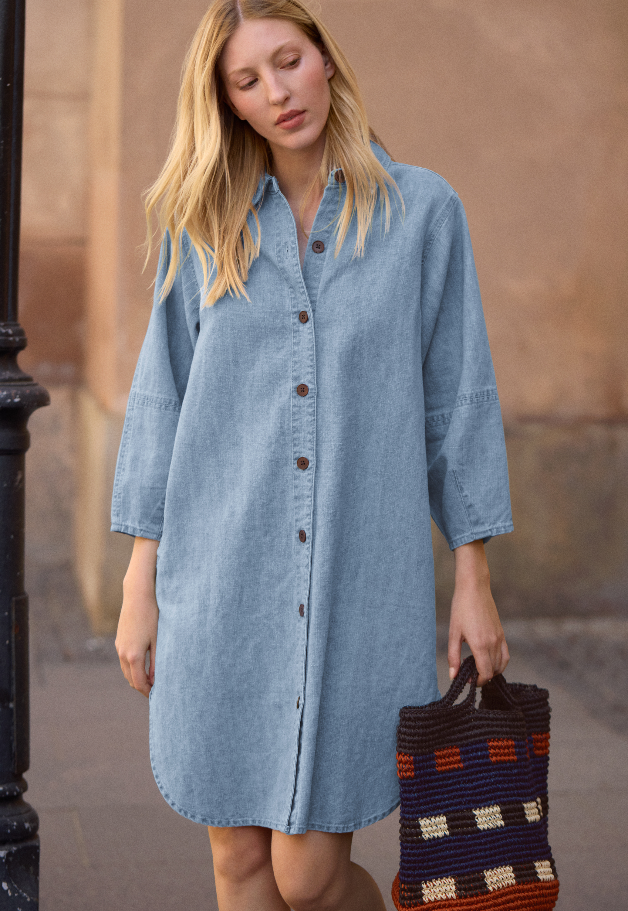 トップス tieme button up T-shirt-GRAY Wrap London - Hemp & organic cotton shirtdress