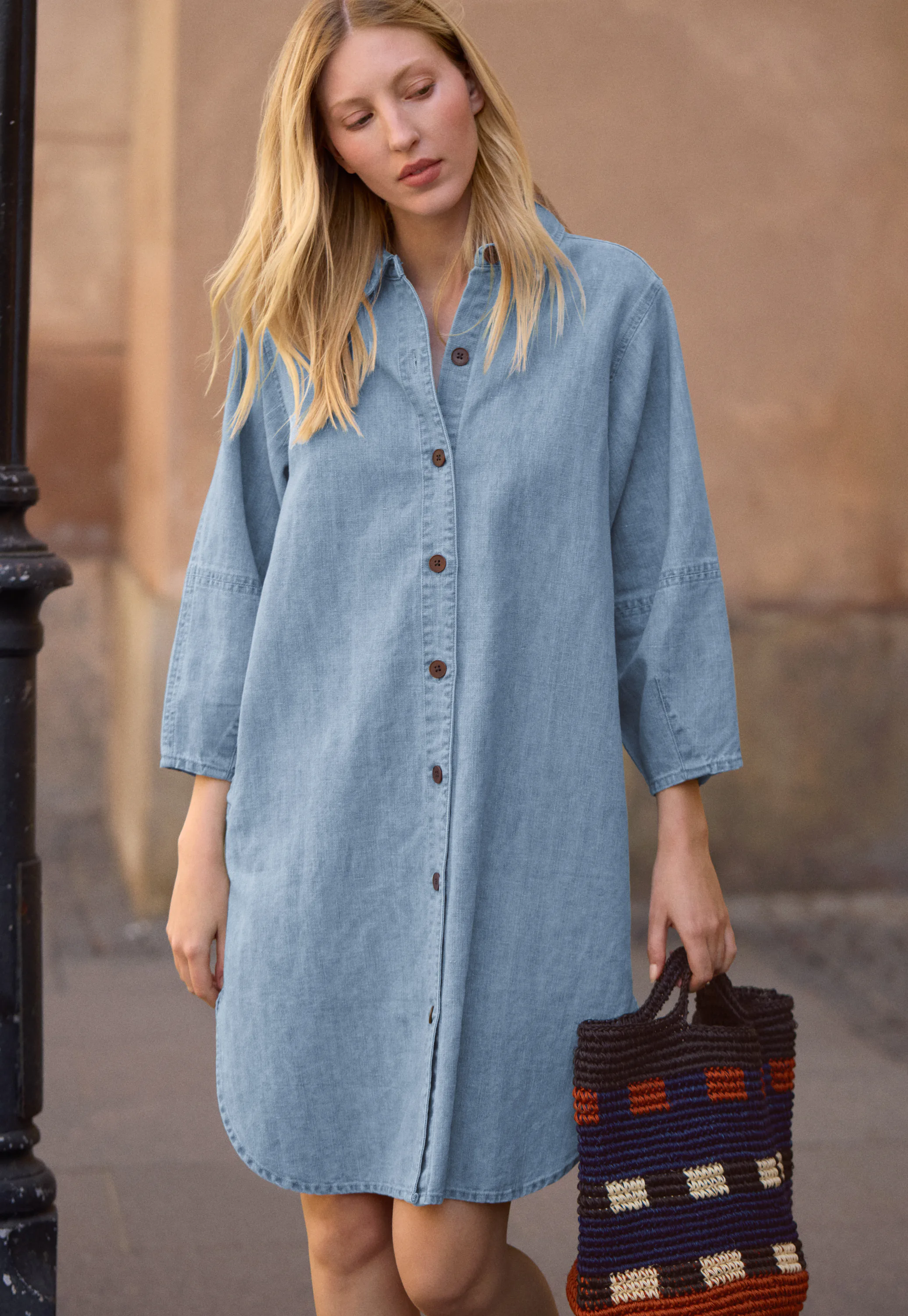 best natural cotton dress cover Island Grey Palm Cotton Long Shirt Dress