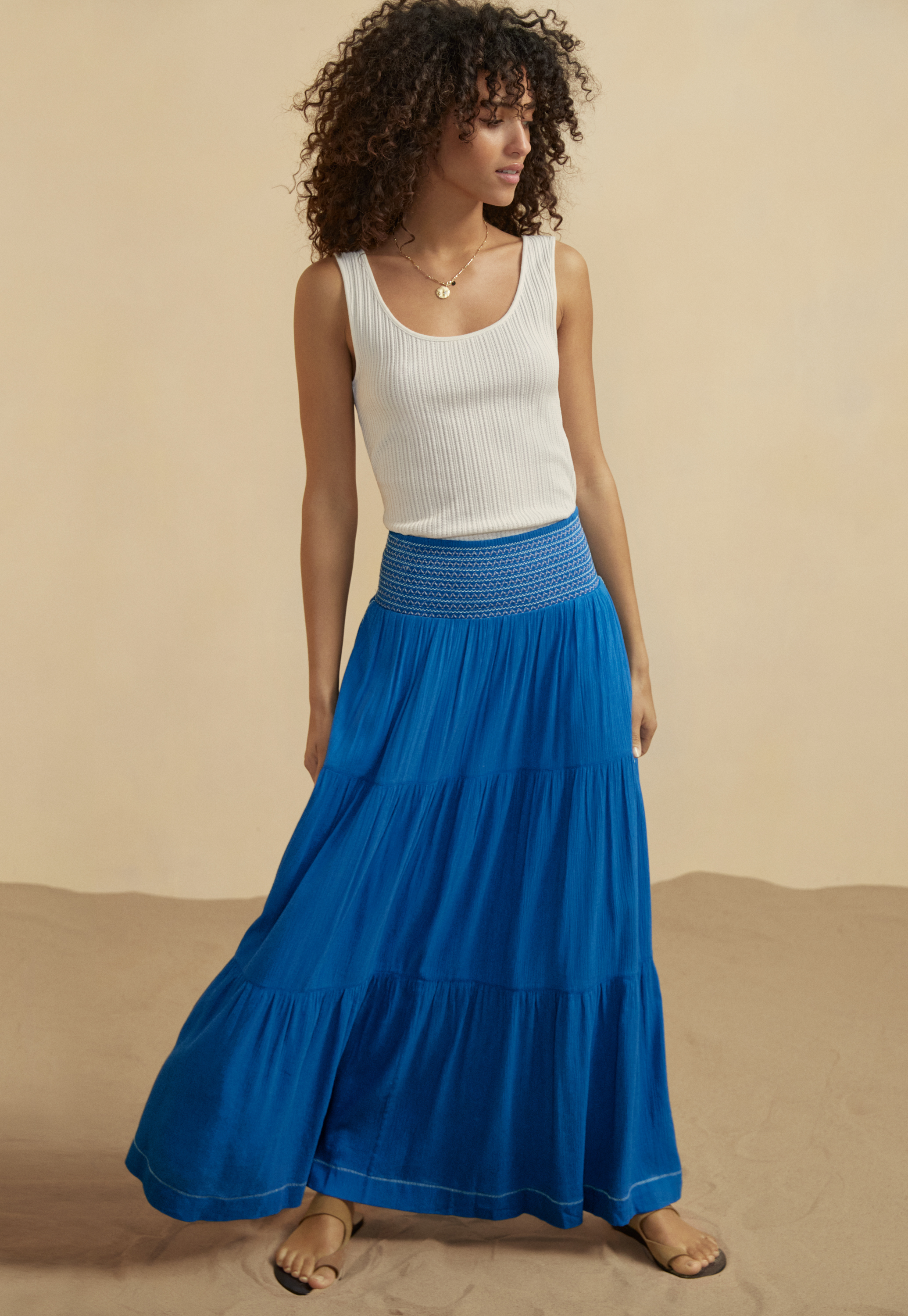 【関税＆送料込み】ChloAC Blue Cotton Midi Skirt Marni A-line Cotton Midi Skirt | Blue | FARFETCH