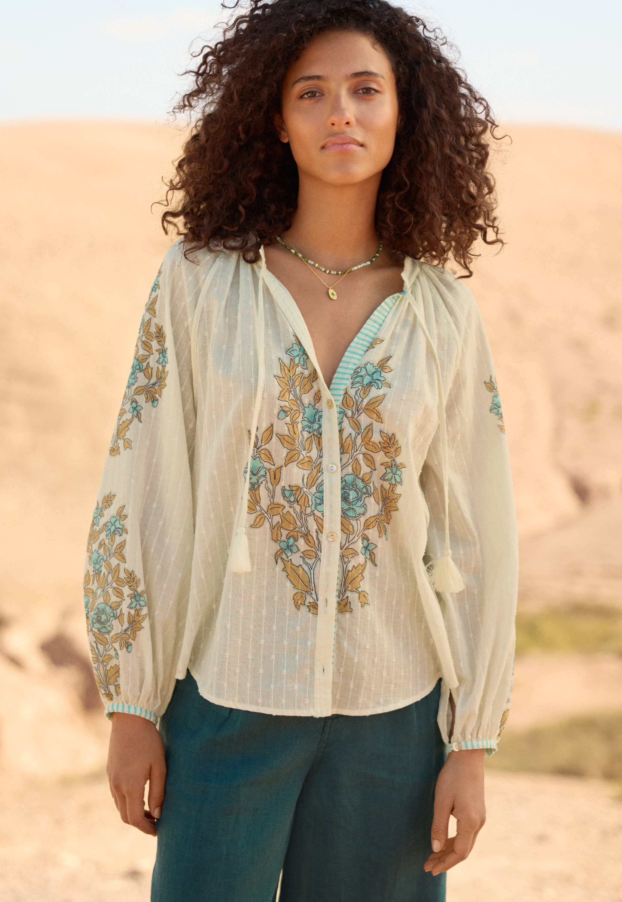 「#期間限定」のおすすめ人気ランキング Wrap blouse notch-neck cotton Printed - London トップス