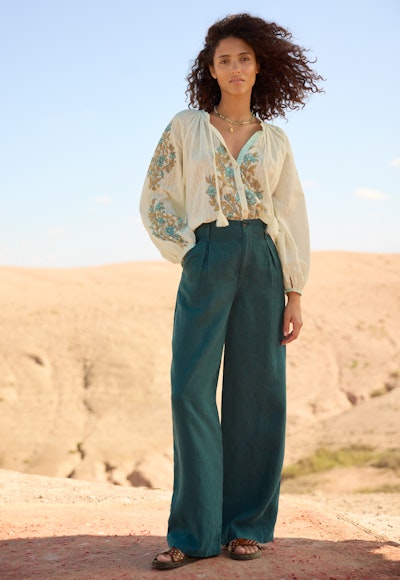 Bohemian Style Wrap Linen Pants Wrap London Linen Wide-leg Trousers