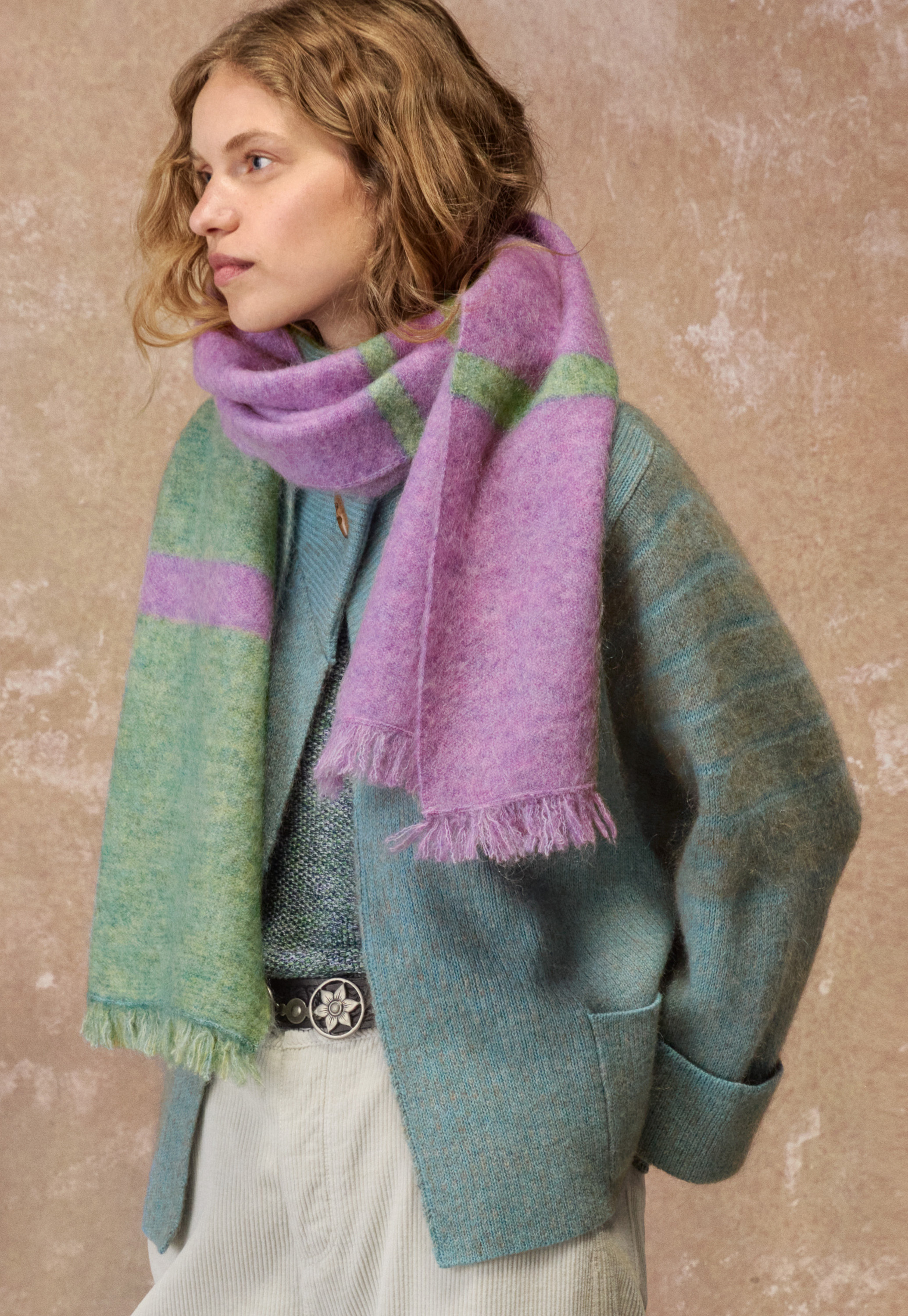【関税&送料込】Miu Miu Striped Mohair Blend Scarf Wrap London - Striped mohair-blend scarf