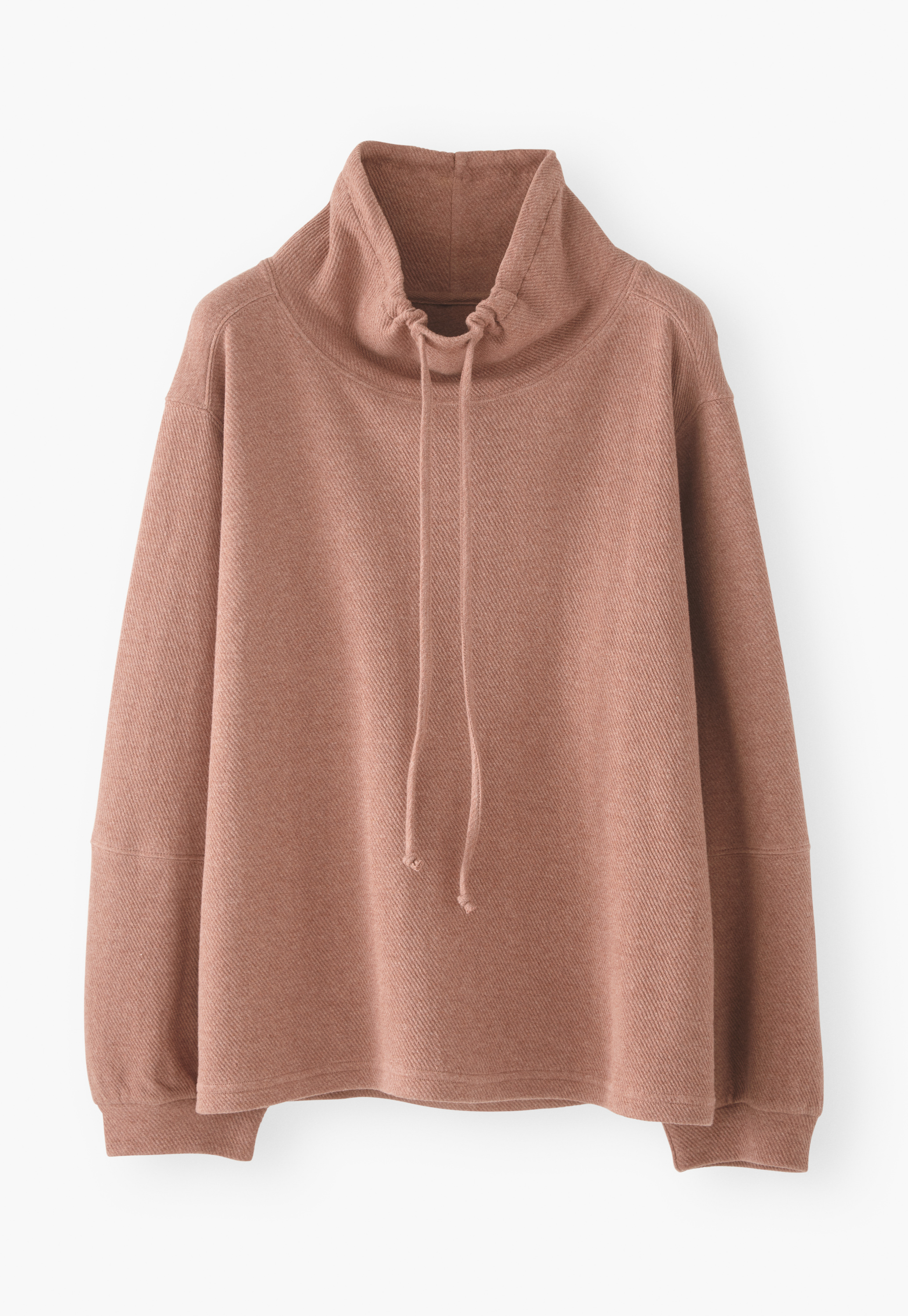 drawstring funnel neck sweatshirt