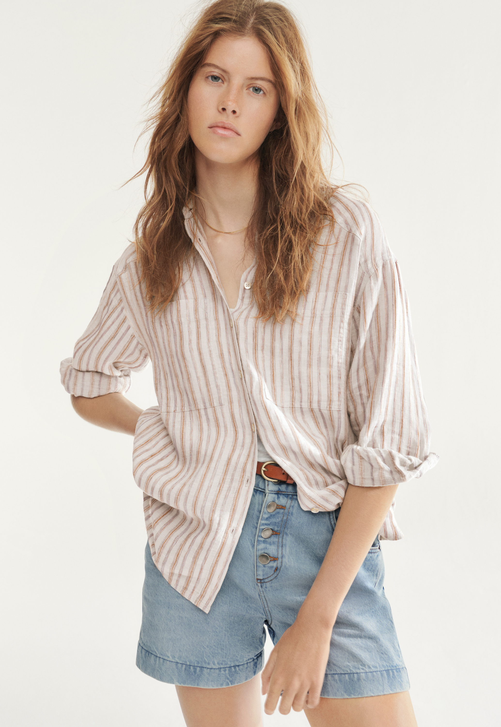 Wrap London - Oversized linen striped shirt