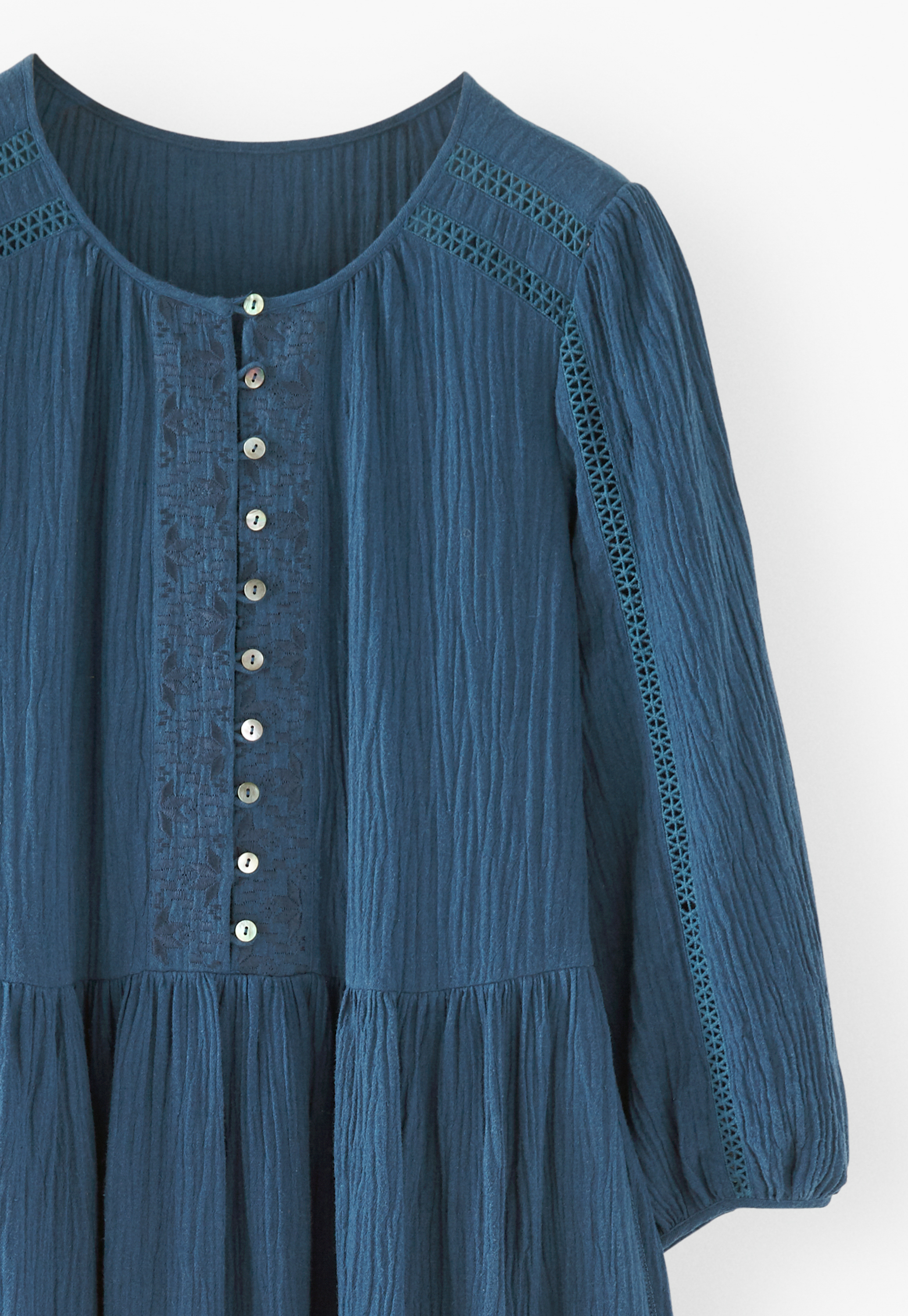 Wrap London - Crinkle cotton linen lace-detail dress