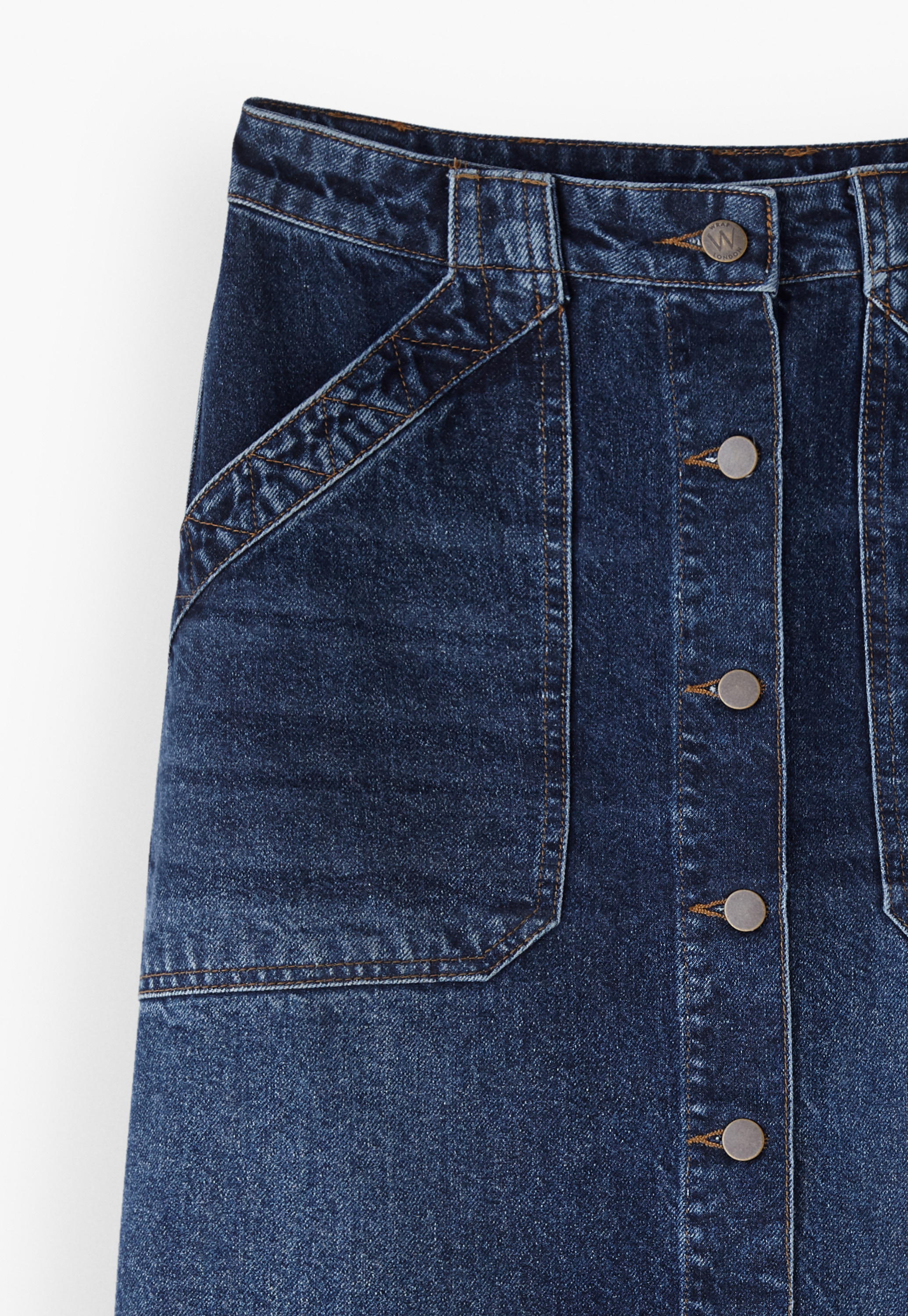 Wrap London - Recycled cotton denim button-front skirt