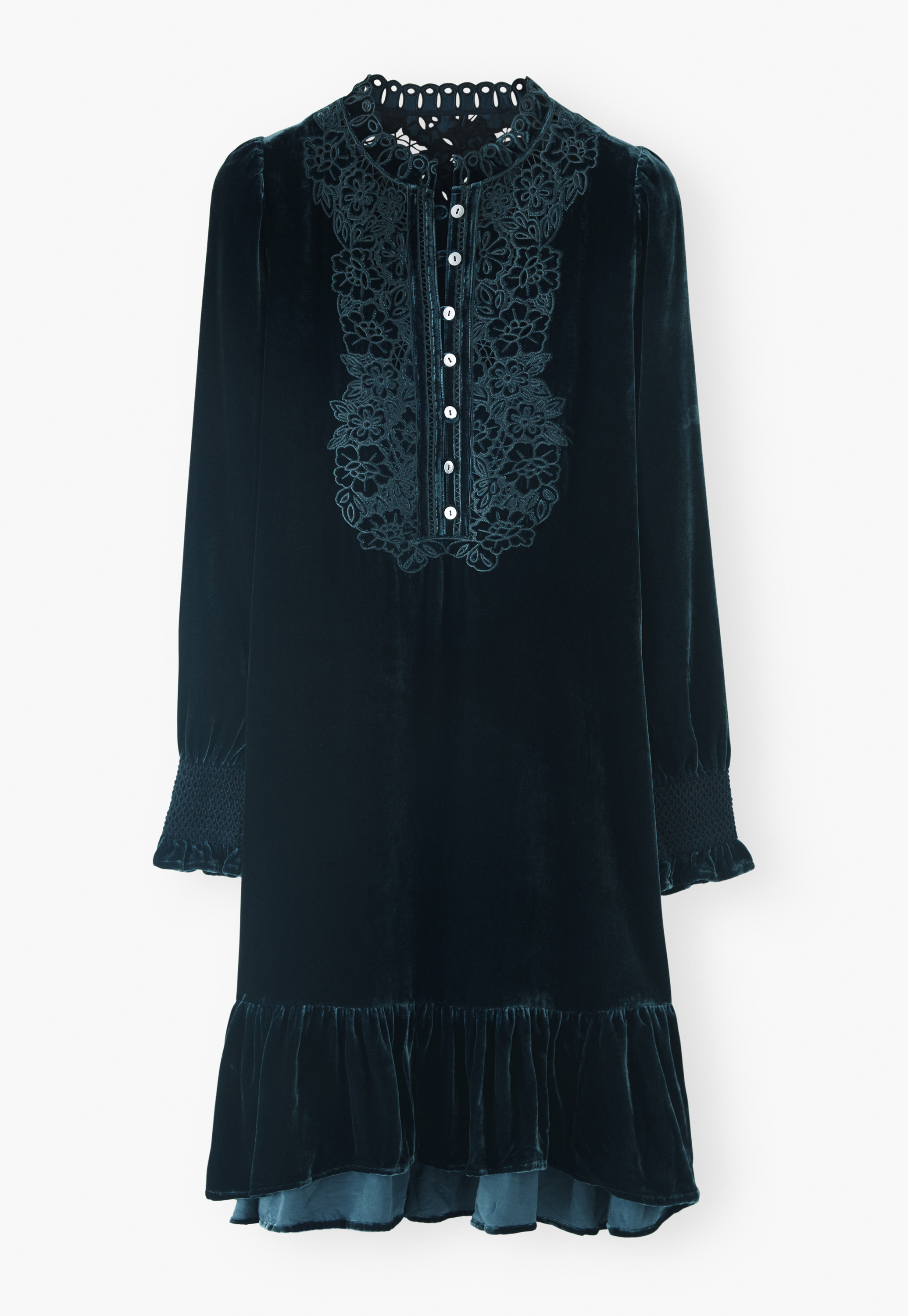 Wrap London - Silk velvet broderie cutwork dress