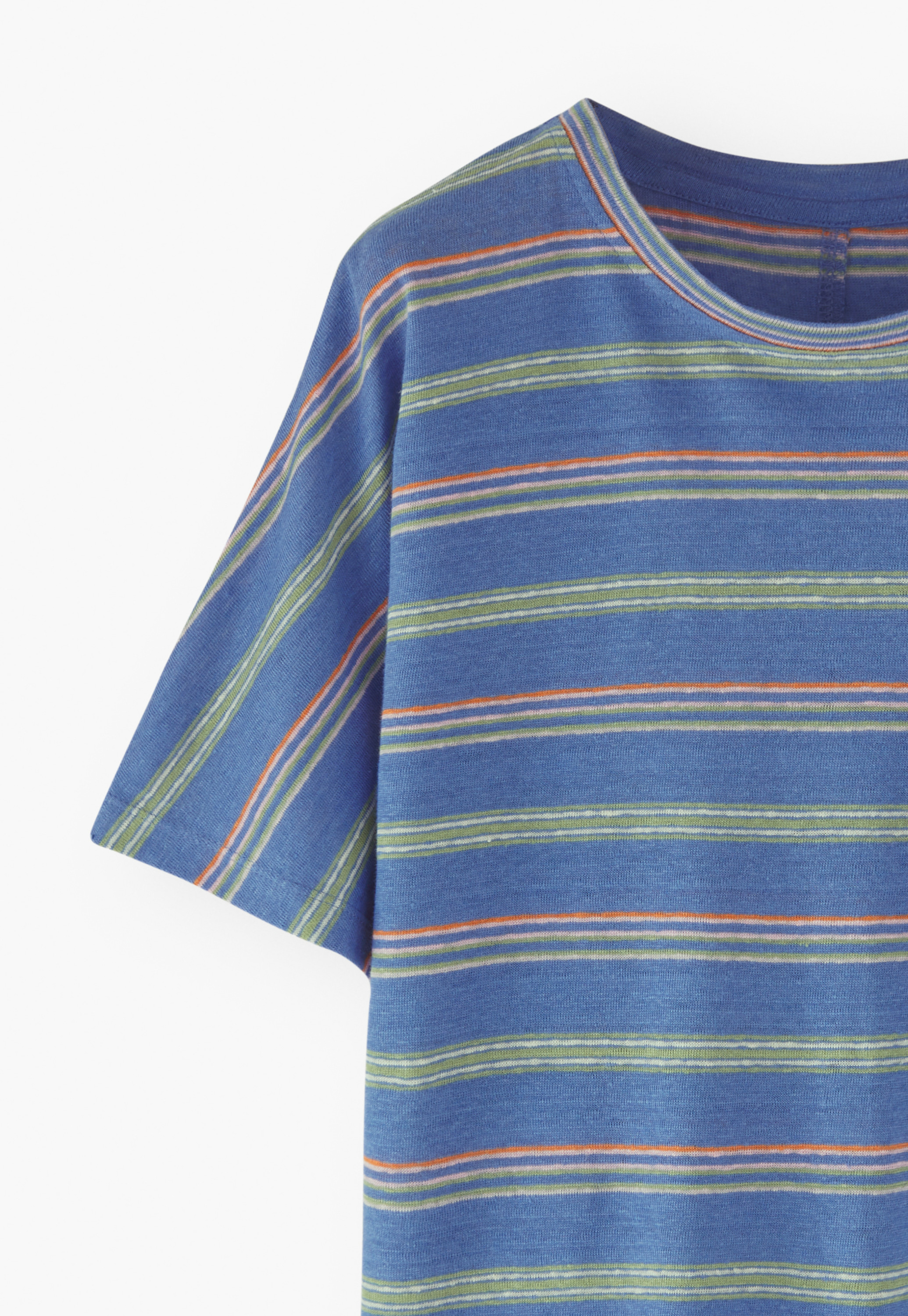 Tシャツ・カットソー citybreeze CUTOUT LINEN LAYERED T-SHIRT_SKY BLUE Wrap London - Striped boxy linen T-shirt