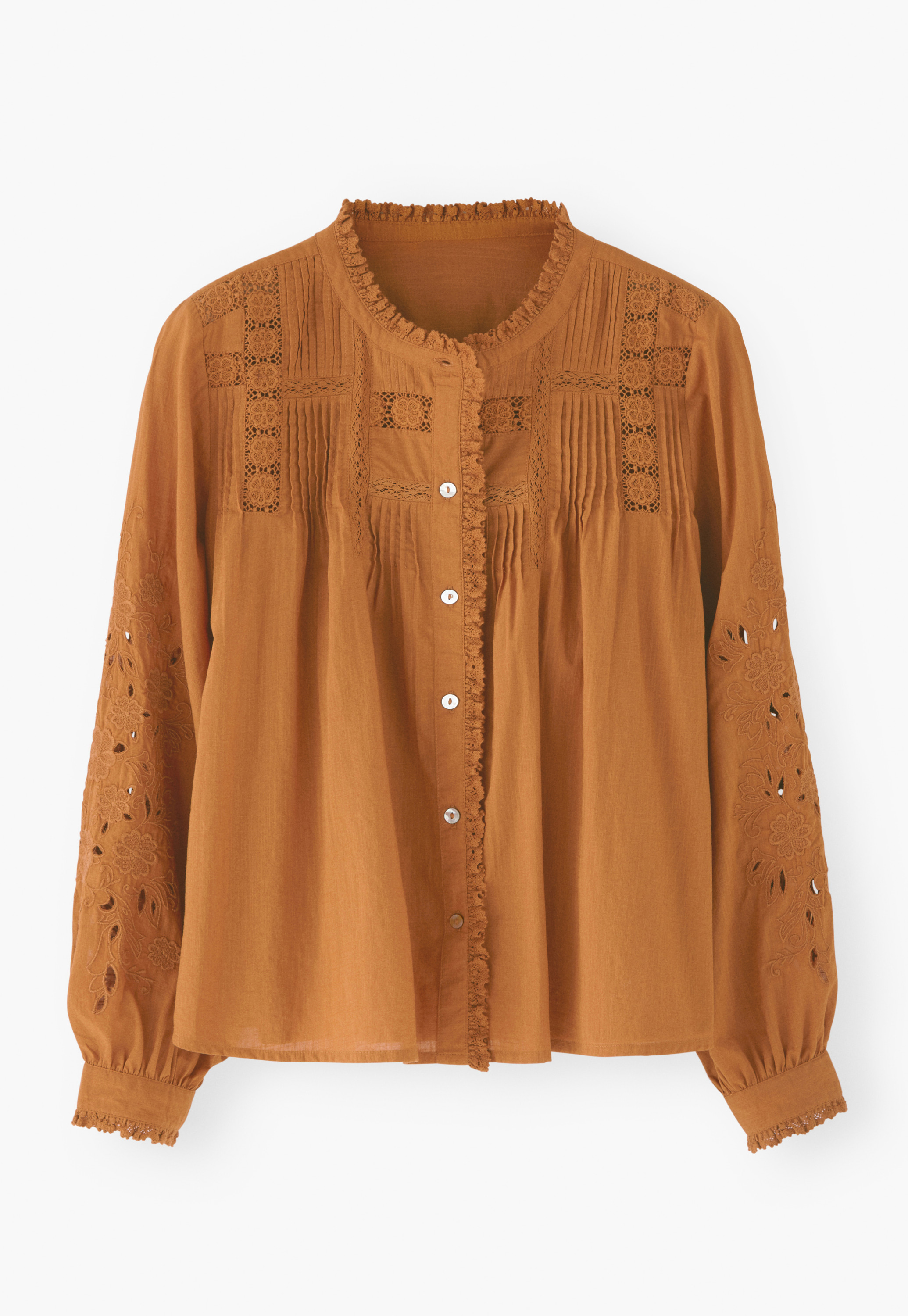 Wrap London - Lace pintuck cotton blouse
