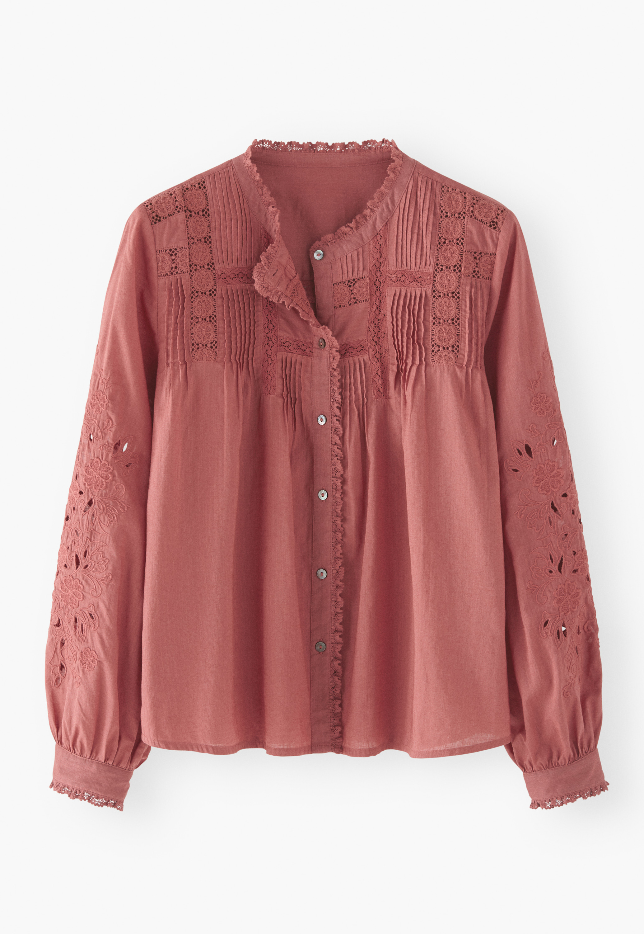 Wrap London - Lace pintuck cotton blouse