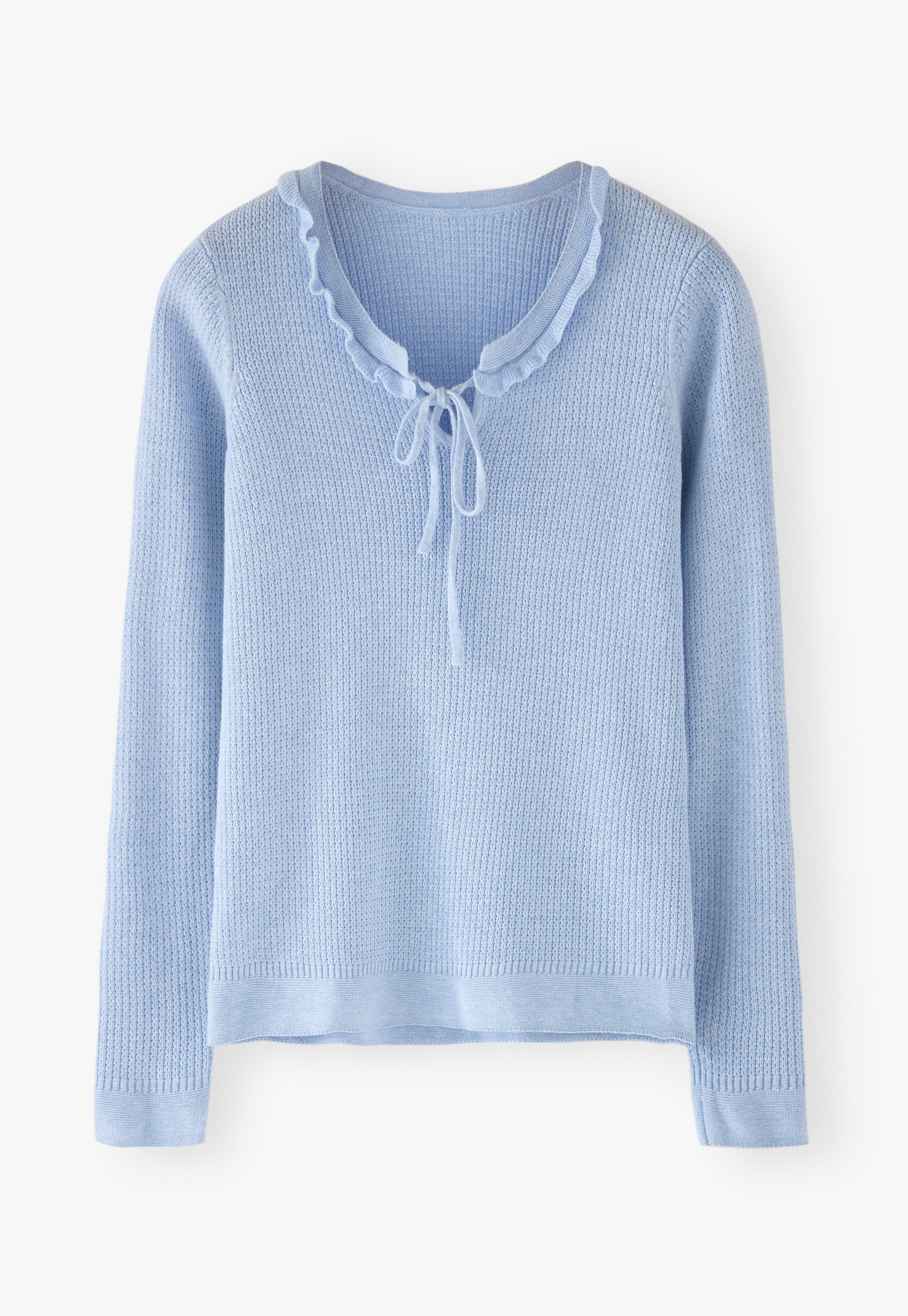 Wrap London - Tie-front tuck-stitch cotton sweater