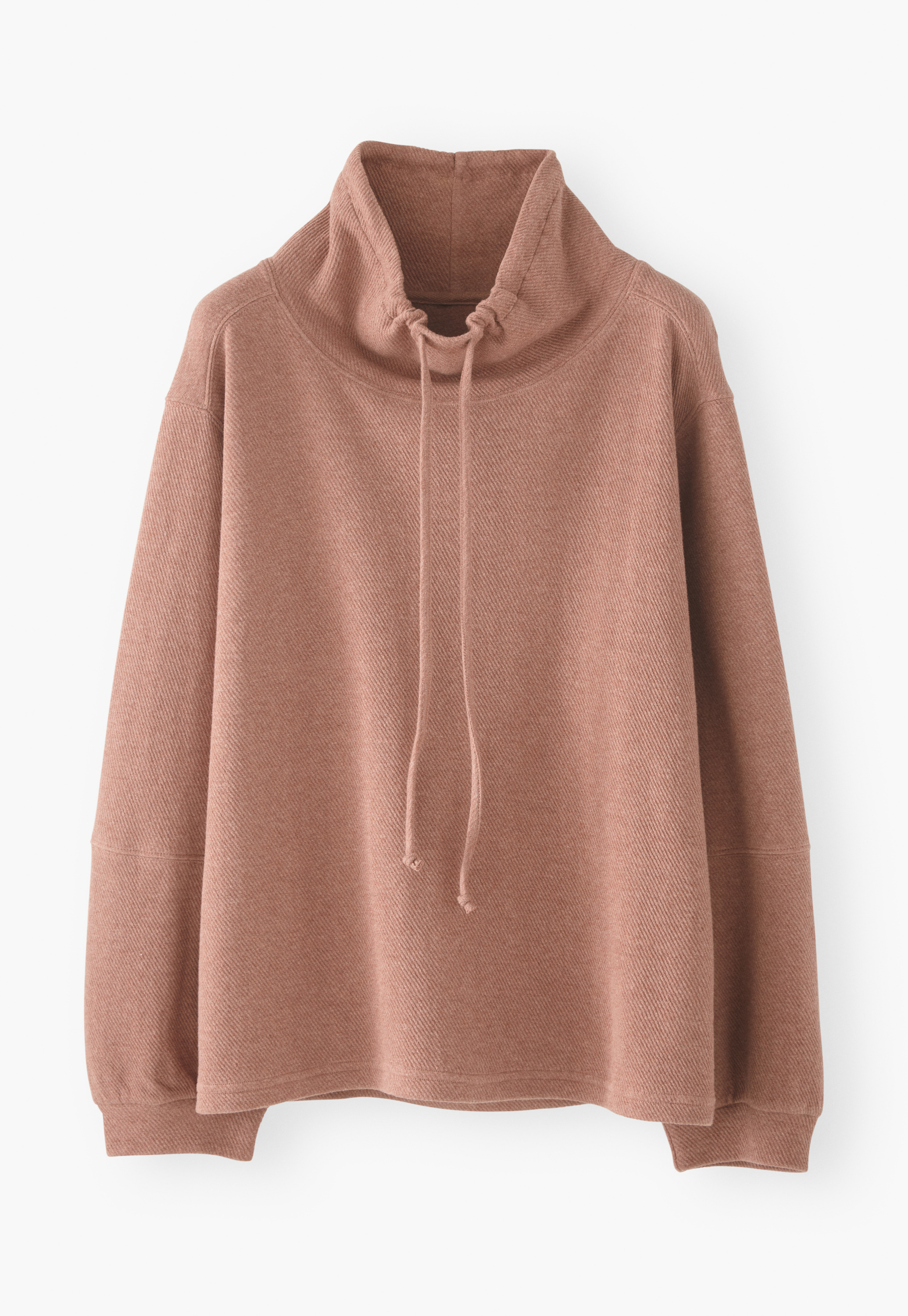 Drawstring funnel-neck cotton sweatshirt