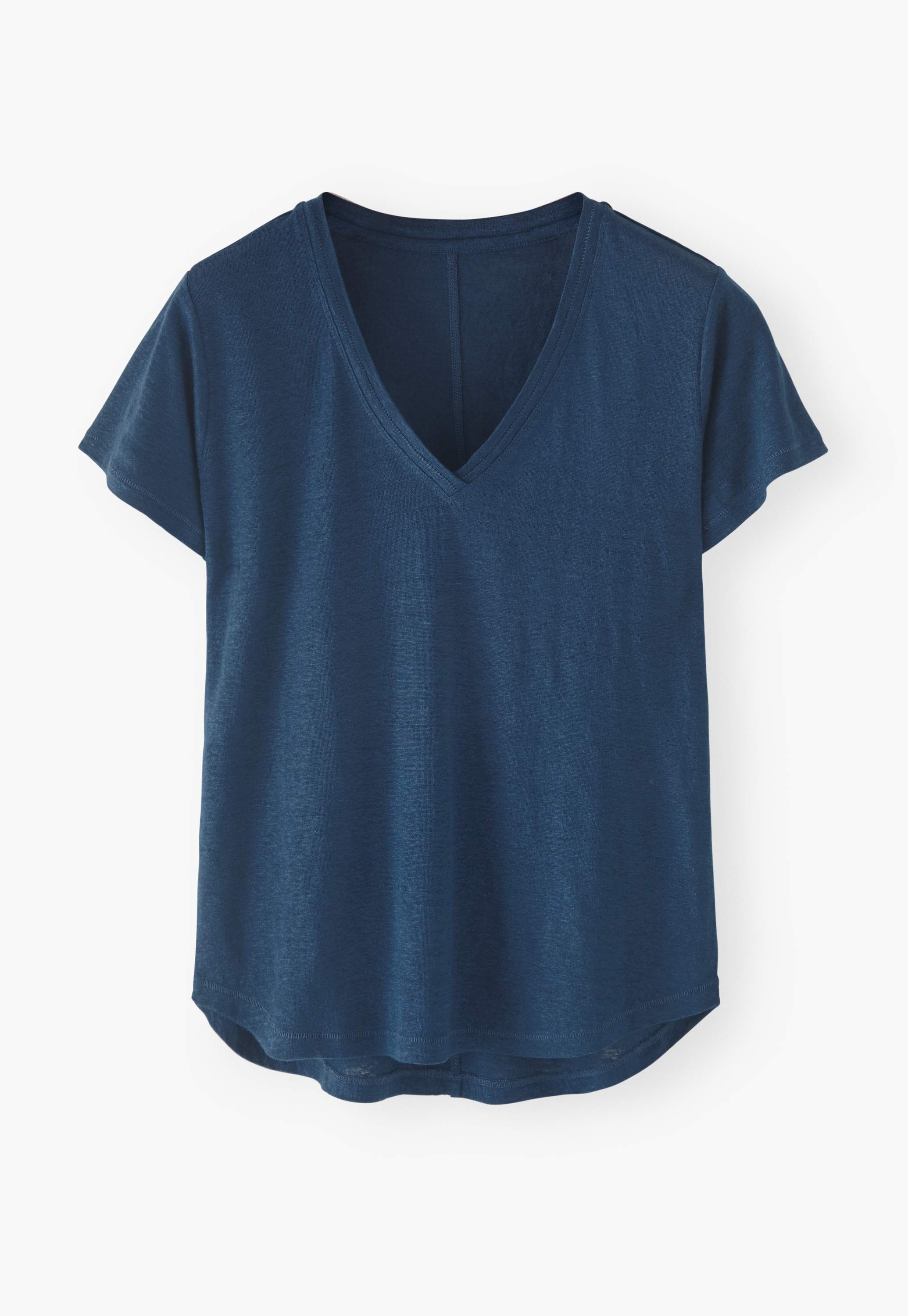 売れ筋商品|||フェリナ カットソー トップス レディース Women's Lauren Linen Jersey V-Neck Chemise Dusty Blue Riviera Blue | Linen Jersey V Neck T-Shirt | Pure Collection