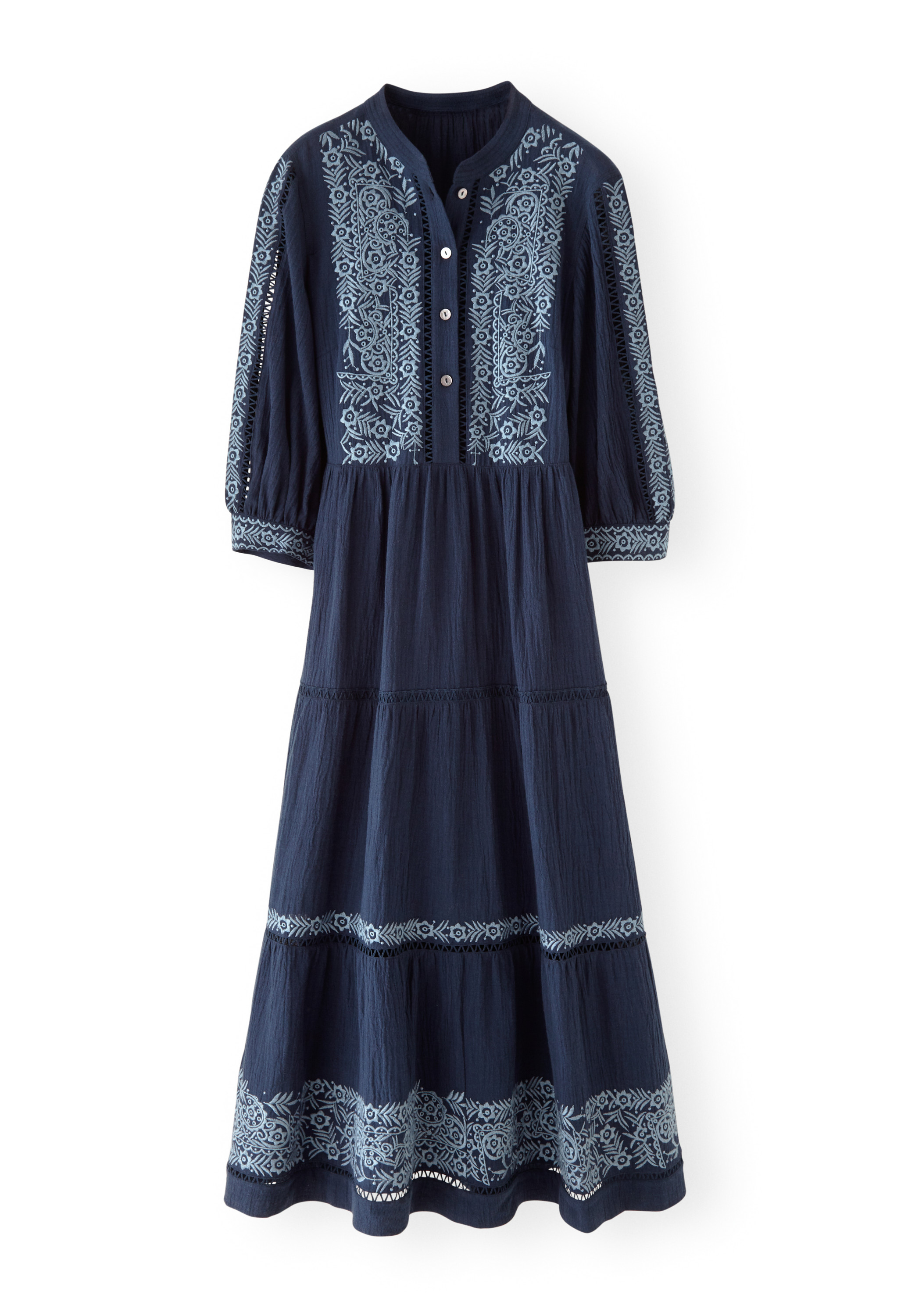 Wrap London - Crinkle cotton & linen embroidered dress